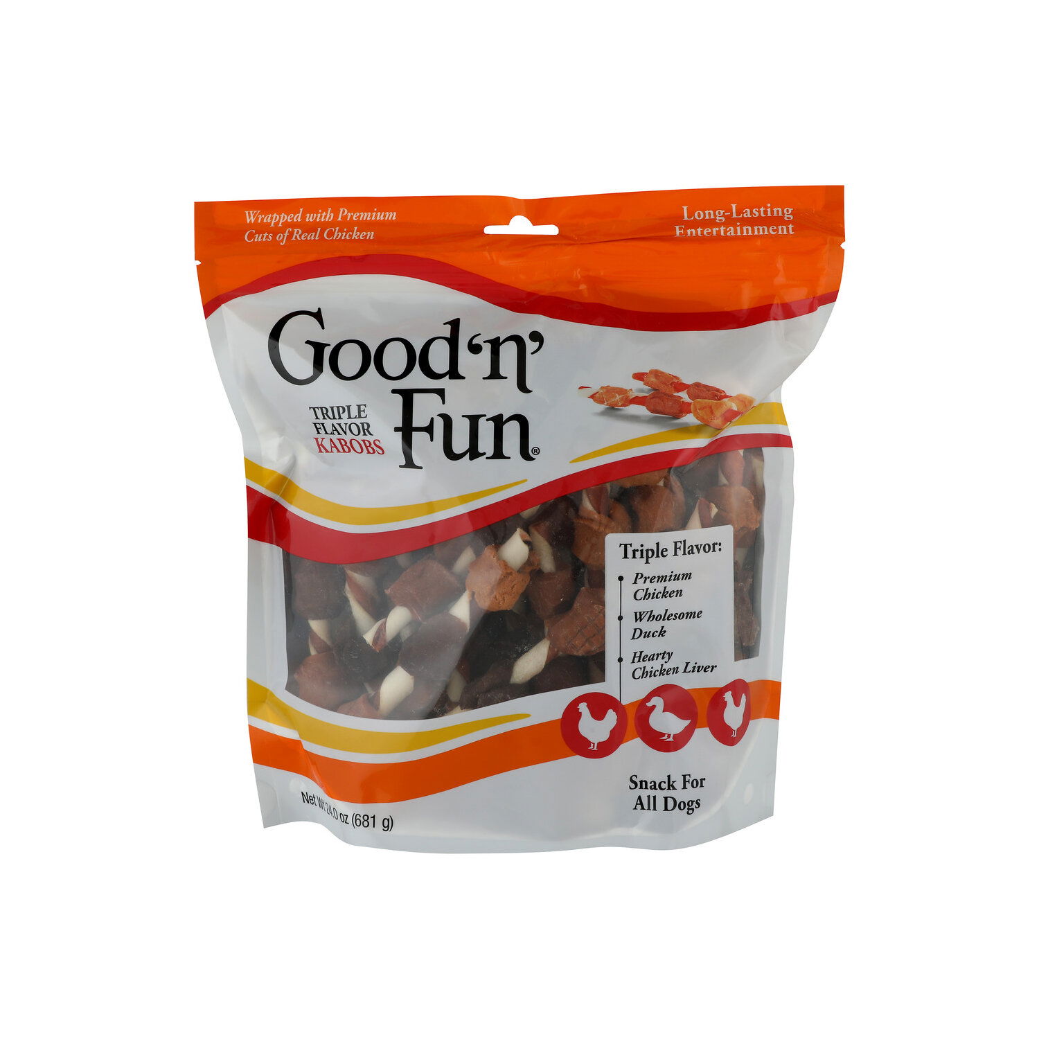 Good 'n' Fun Dog Snacks, Kabobs, Triple Flavor - 24 Ounce