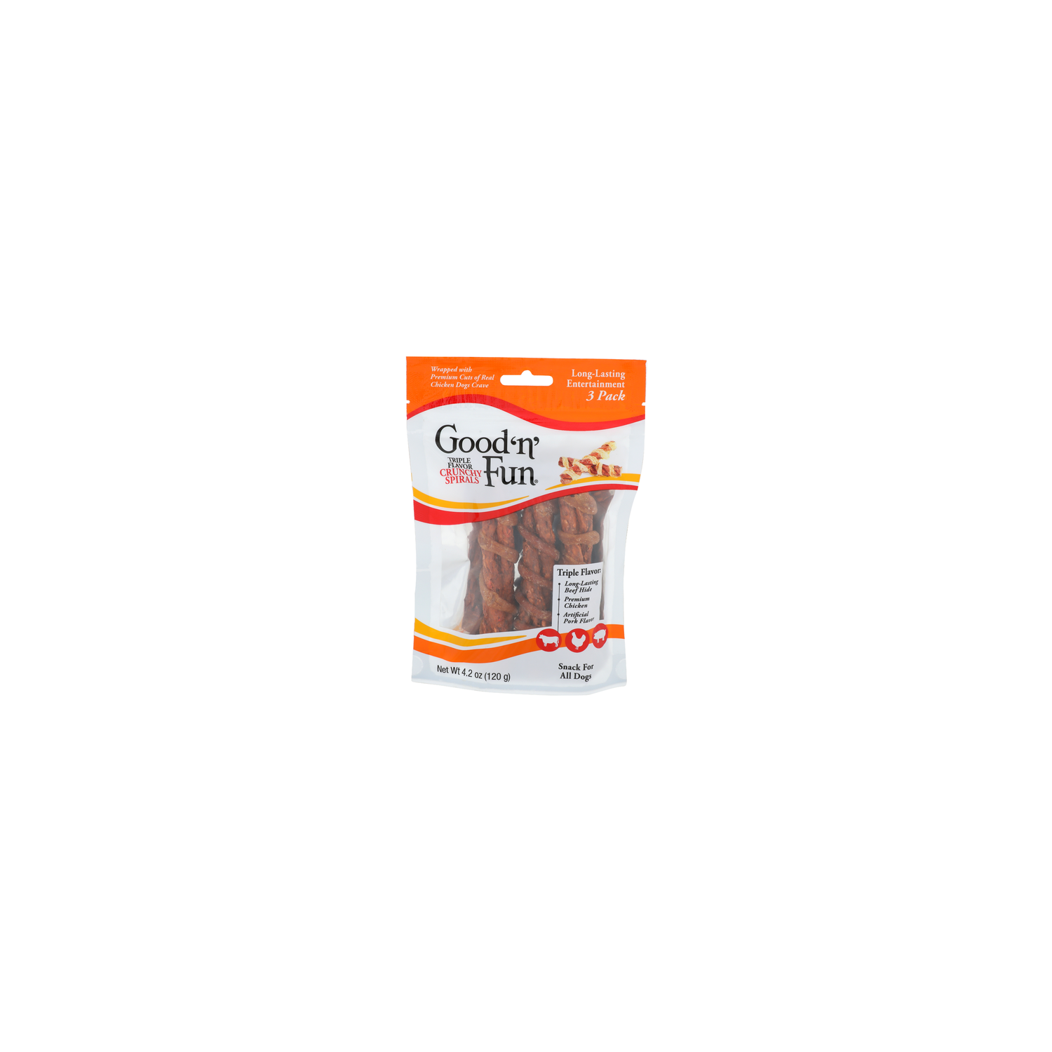 Good 'N' Fun Triple Flavor Long-Lasting Beef Hide Premium Chicken