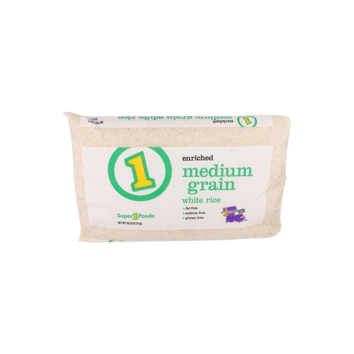Super 1 Foods Enriched Medium Grain White Rice - 20 Pound - Super