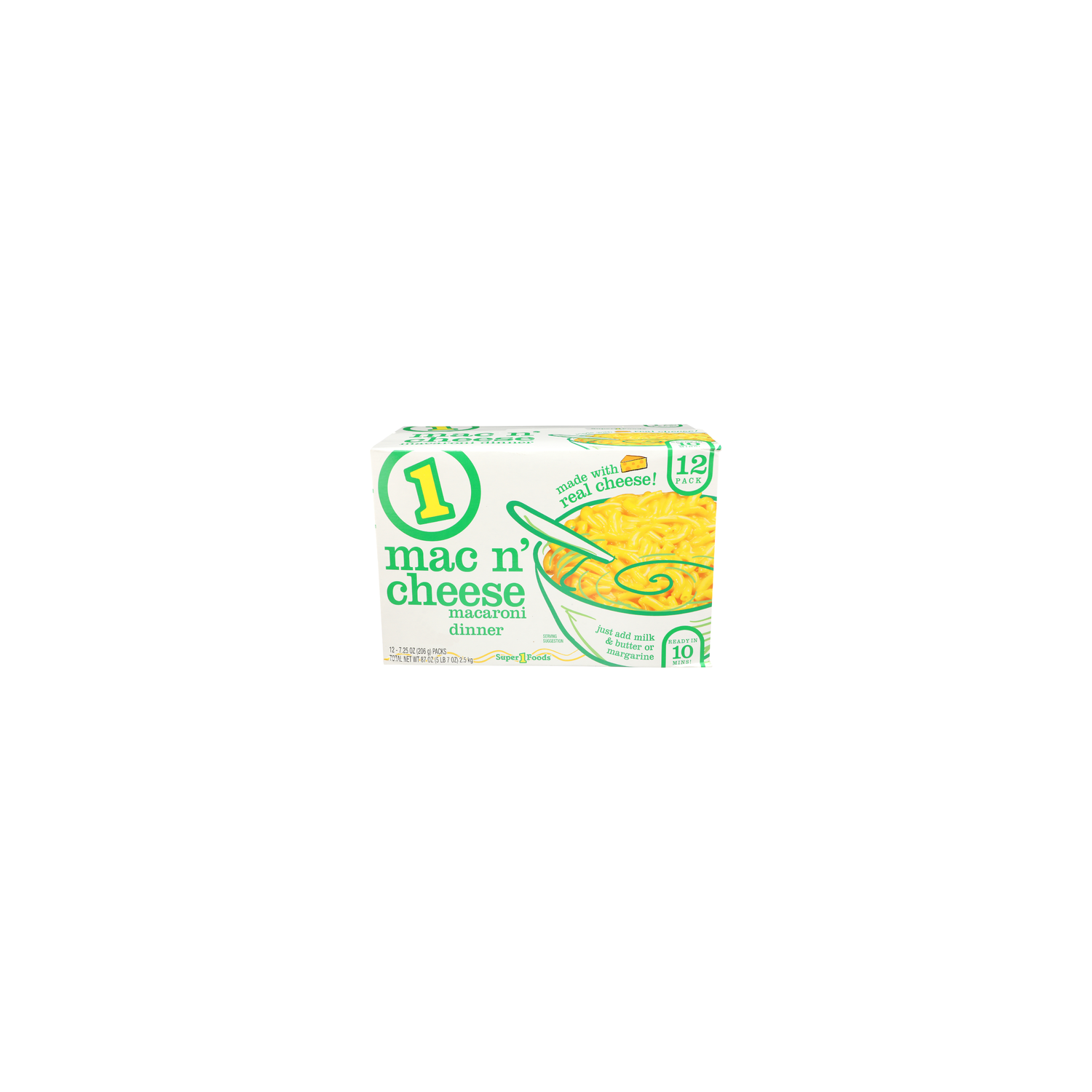 Super 1 Foods Mac N' Cheese Macaroni Dinner - 7.25 Ounce - 12 Count Image 1 of 4