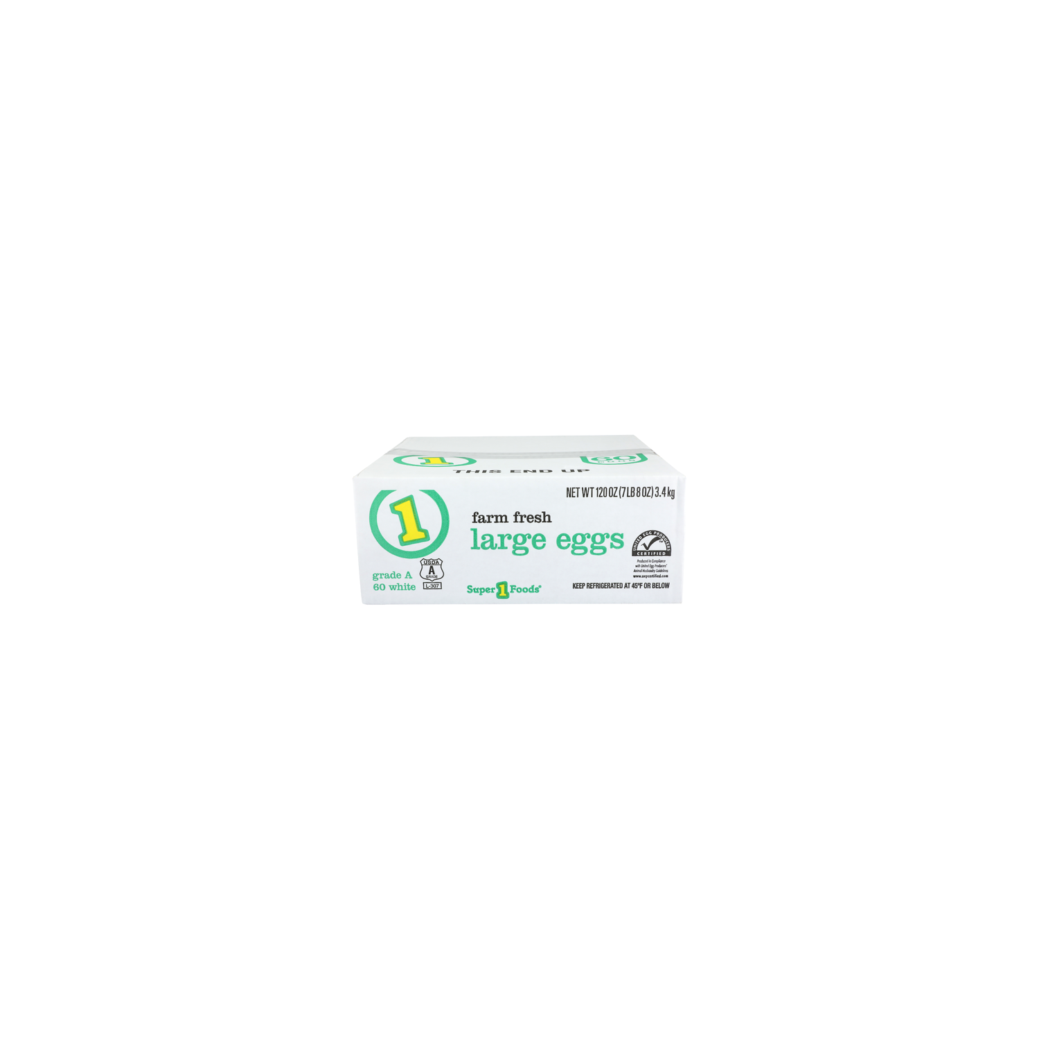 Super 1 Foods Large Grade A White Eggs - 2 Ounce - 60 Count Image 1 of 3