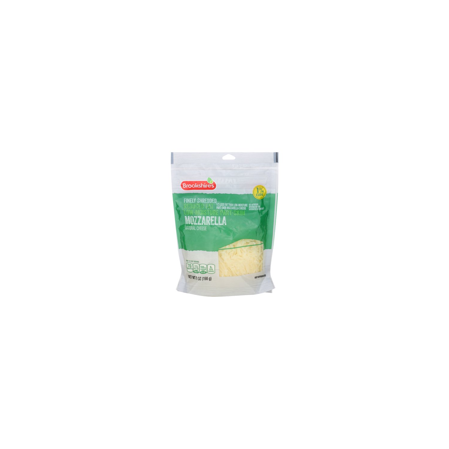 Brookshire's Finely Shredded Reduced Fat Mozzarella Cheese - 7 Ounce Image 1 of 4