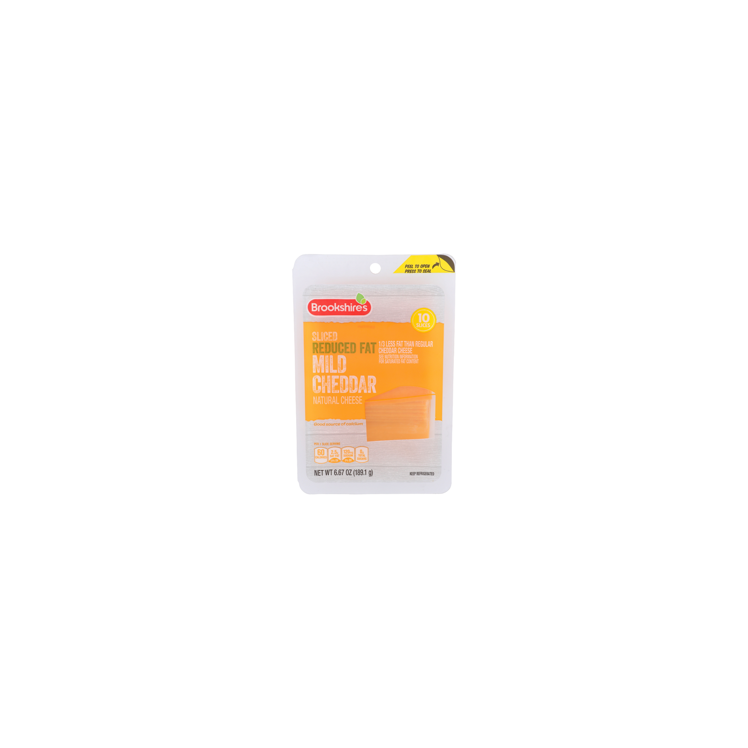 Brookshire's Sliced Reduced Fat Mild Cheddar Cheese - 0.667 Ounce - 10 Count Image 1 of 4