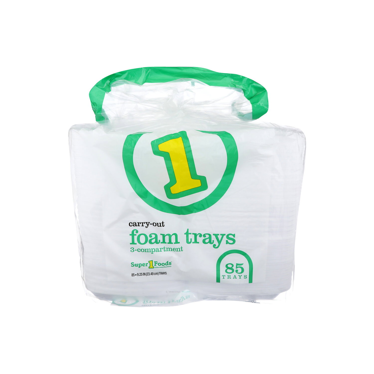 Super 1 Foods 3-Compartment Foam Trays - 85 Count Image 1 of 2