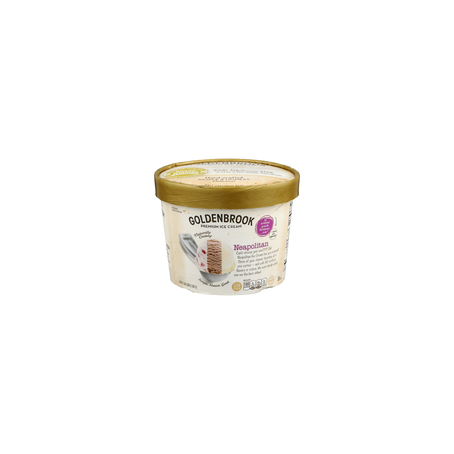 Goldenbrook Premium Ice Cream Neapolitan - Half Gallon Image 1 of 2