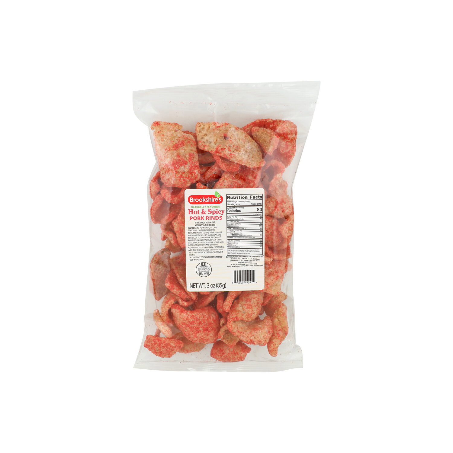 Brookshire's Hot & Spicy Pork Rinds - 3 Ounce Image 1 of 4