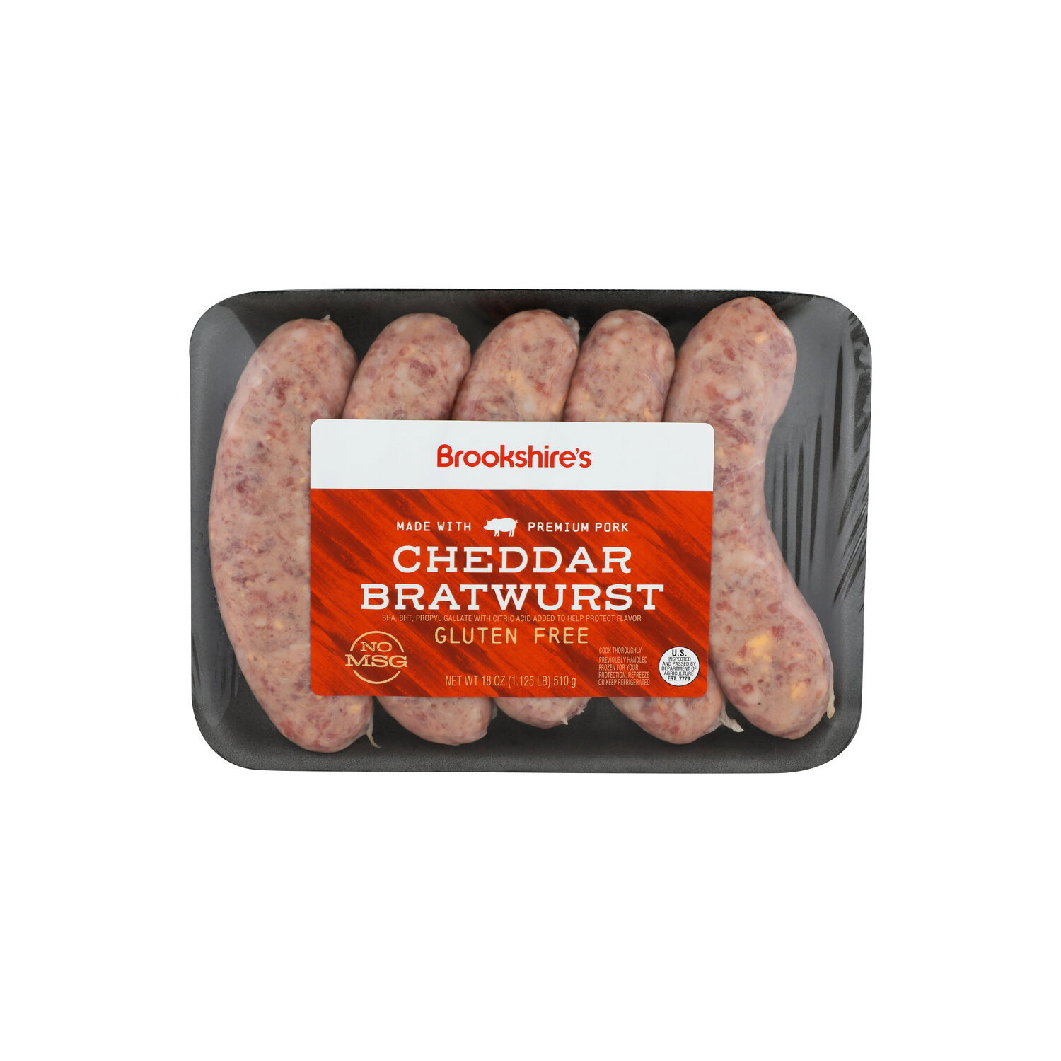 Brookshire's Gluten Free Cheddar Bratwurst - 18 Ounce Image 1 of 4