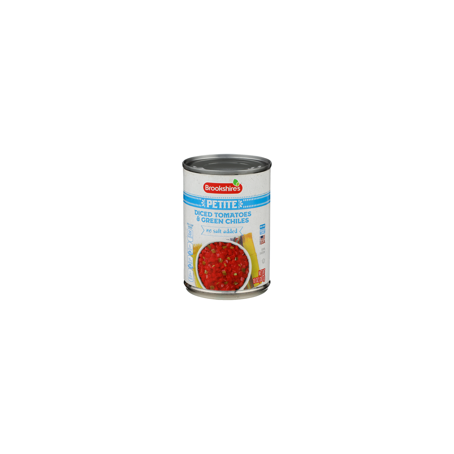Brookshire's No Salt Added Petite Diced Tomatoes & Green Chiles - 10 Ounce Image 1 of 2
