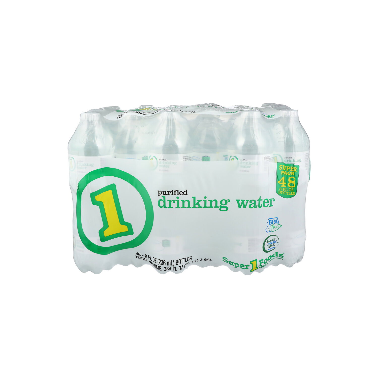 Super 1 Foods Purified Drinking Water - 8 Fluid Ounce - 48 Count Image 1 of 2