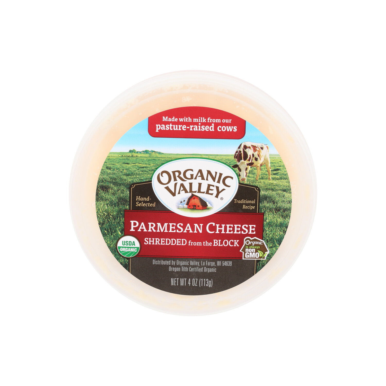 Organic Valley Organic Shredded Parmesan Cheese, From The Block - 4 Ounce Image 1 of 2