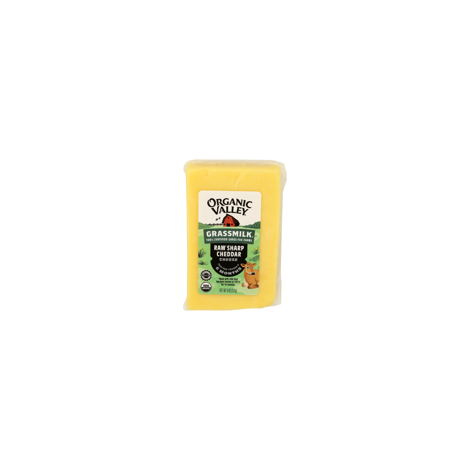 Organic Valley Sharp Grassmilk Raw Organic Cheddar Cheese Block - 8 Ounce Image 1 of 4