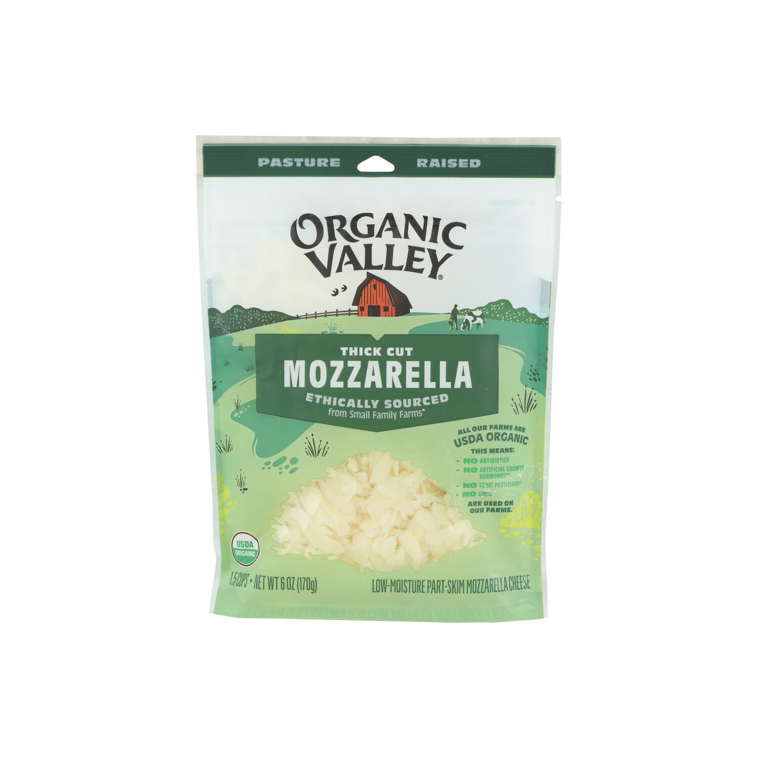 Organic Valley Organic Thick Cut Shredded Low Moisture Mozzarella Cheese - 6 Ounce Image 1 of 4