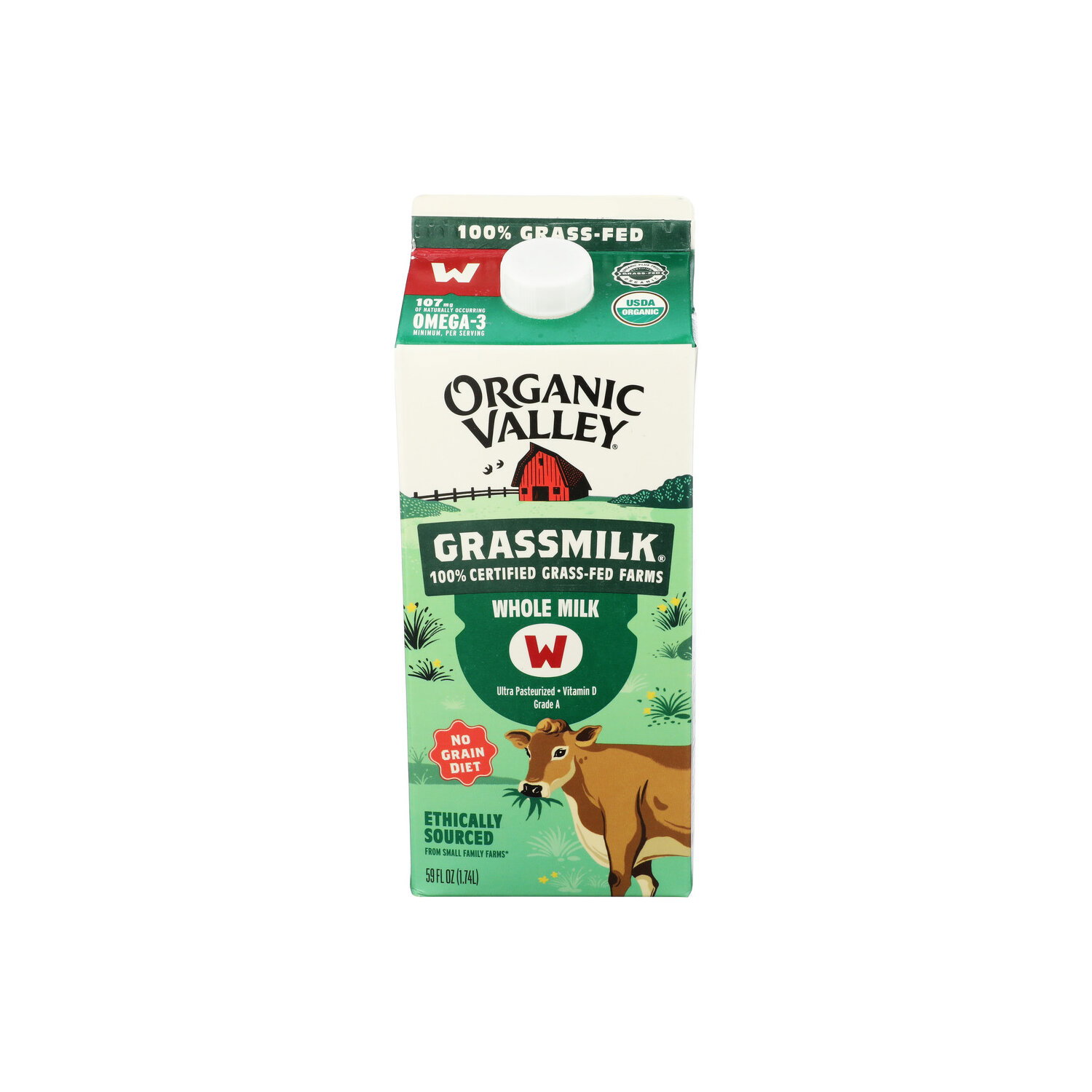 Organic Valley White , Grassmilk Organic Whole Milk - Half Gallon Image 1 of 4