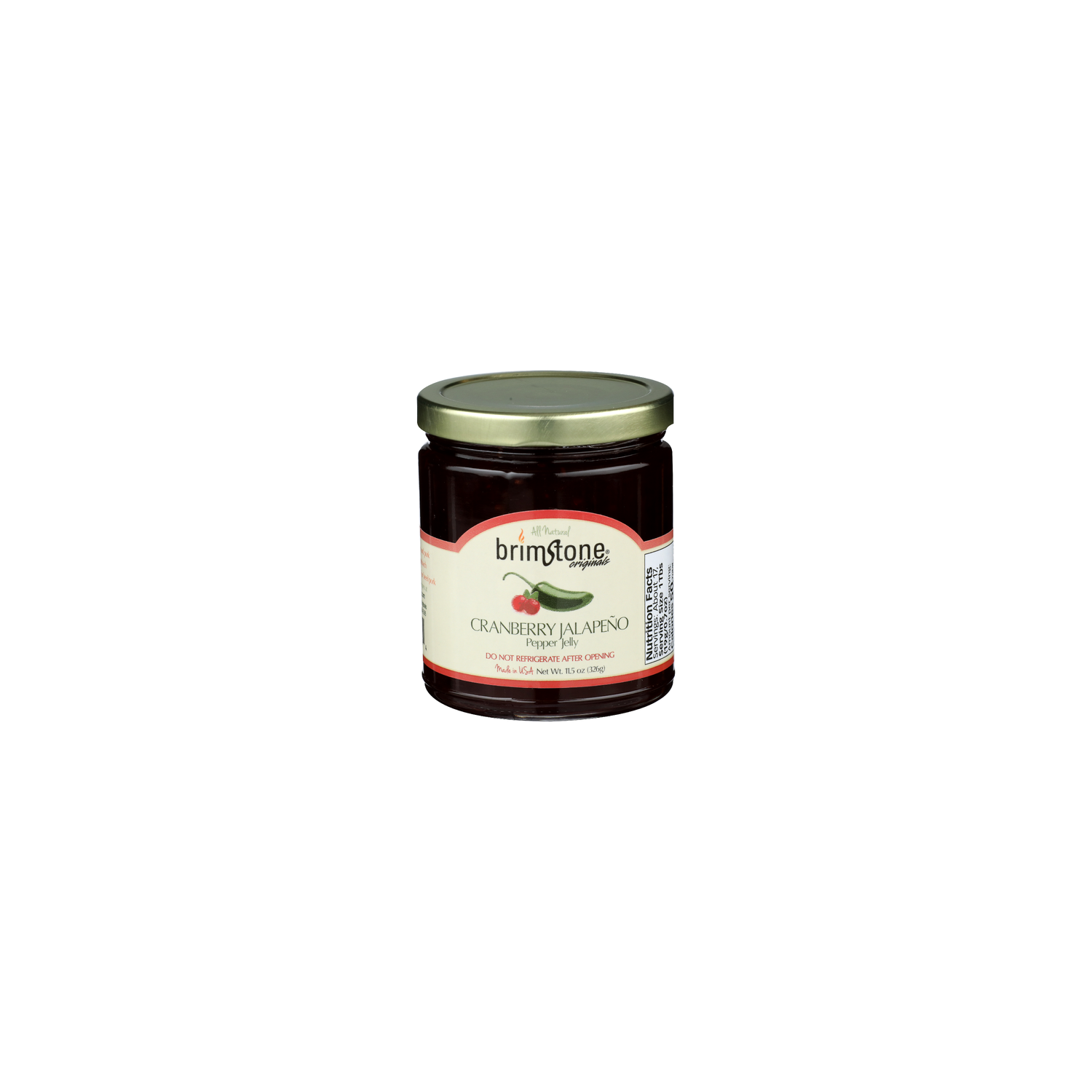 Brimstone Originals Cranberry Jalapeno Pepper Jelly - 11.5 Ounce Image 1 of 4
