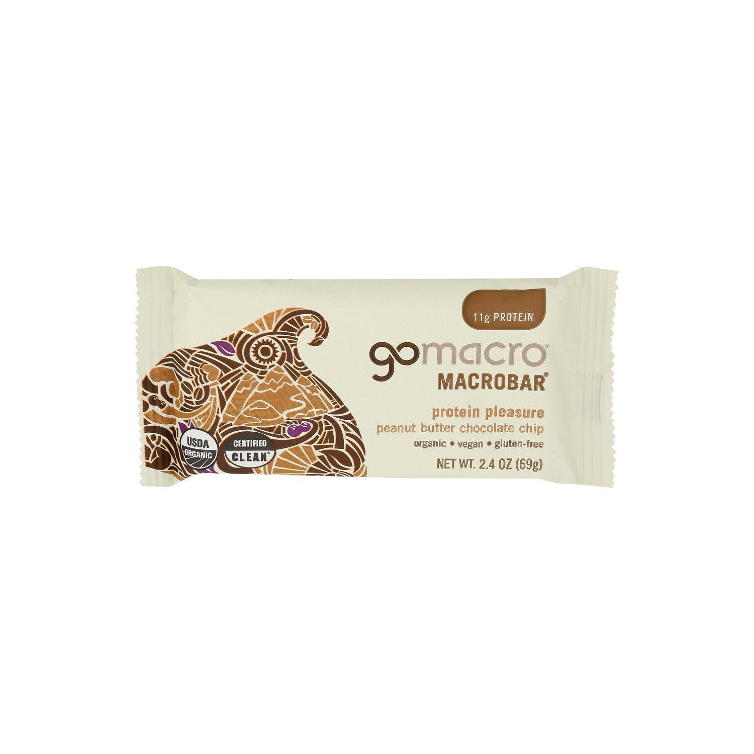 Gomacro Peanut Butter Chocolate Chip Certified Usda Organic, Vegan, Gluten-Free Nutritional Bar Macrobar - 2.4 Ounce Image 1 of 4