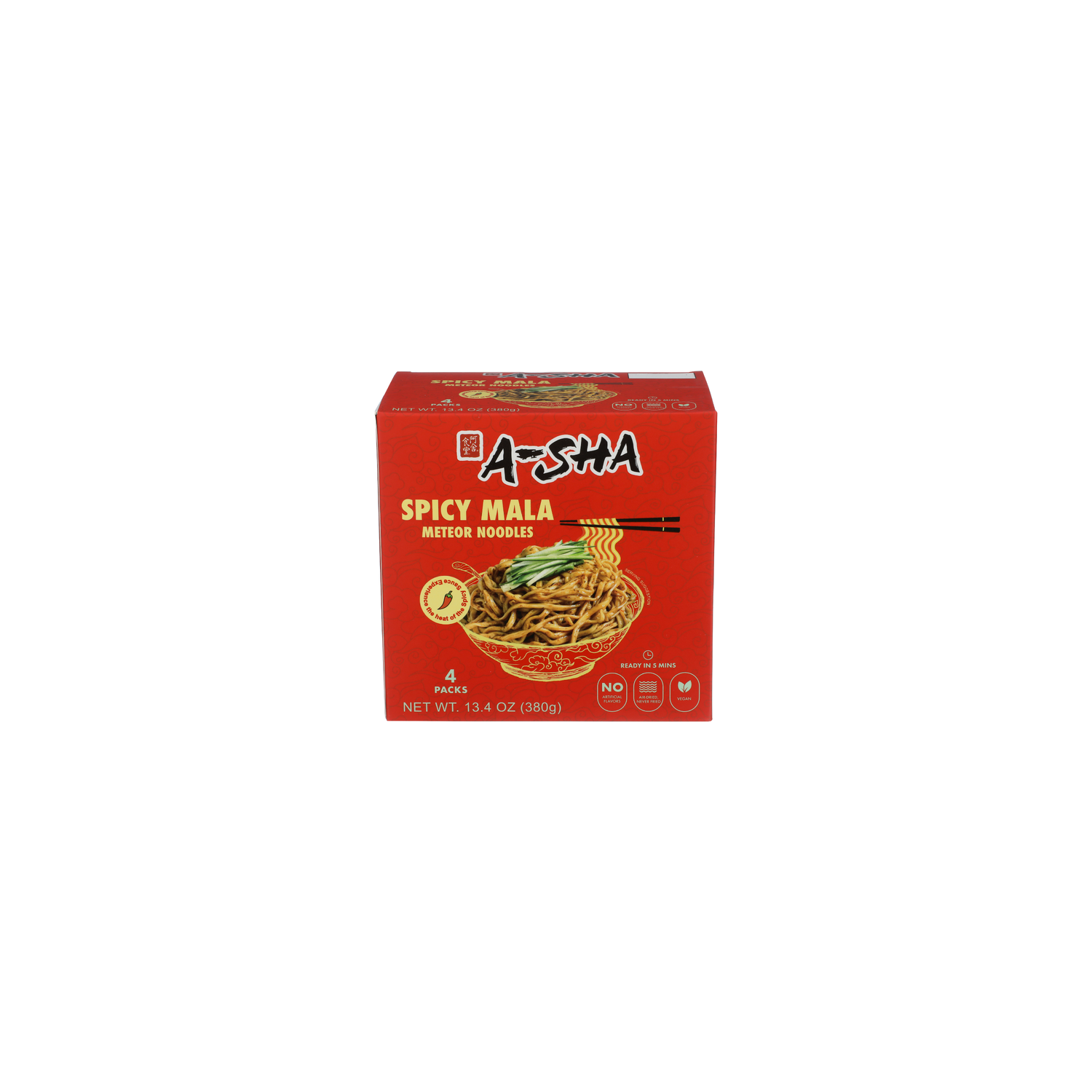 A-SHA Spicy Sauce Mala Meteor Noodles - 3.35 Ounce - 4 Count Image 1 of 4