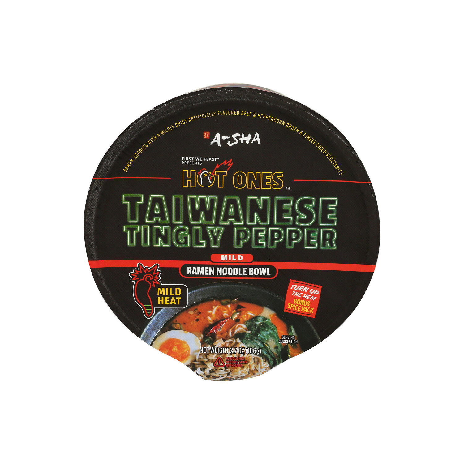A-SHA Taiwanese Tingly Pepper X Hot Ones Ramen Noodle Soup - 3.7 Ounce Image 1 of 4