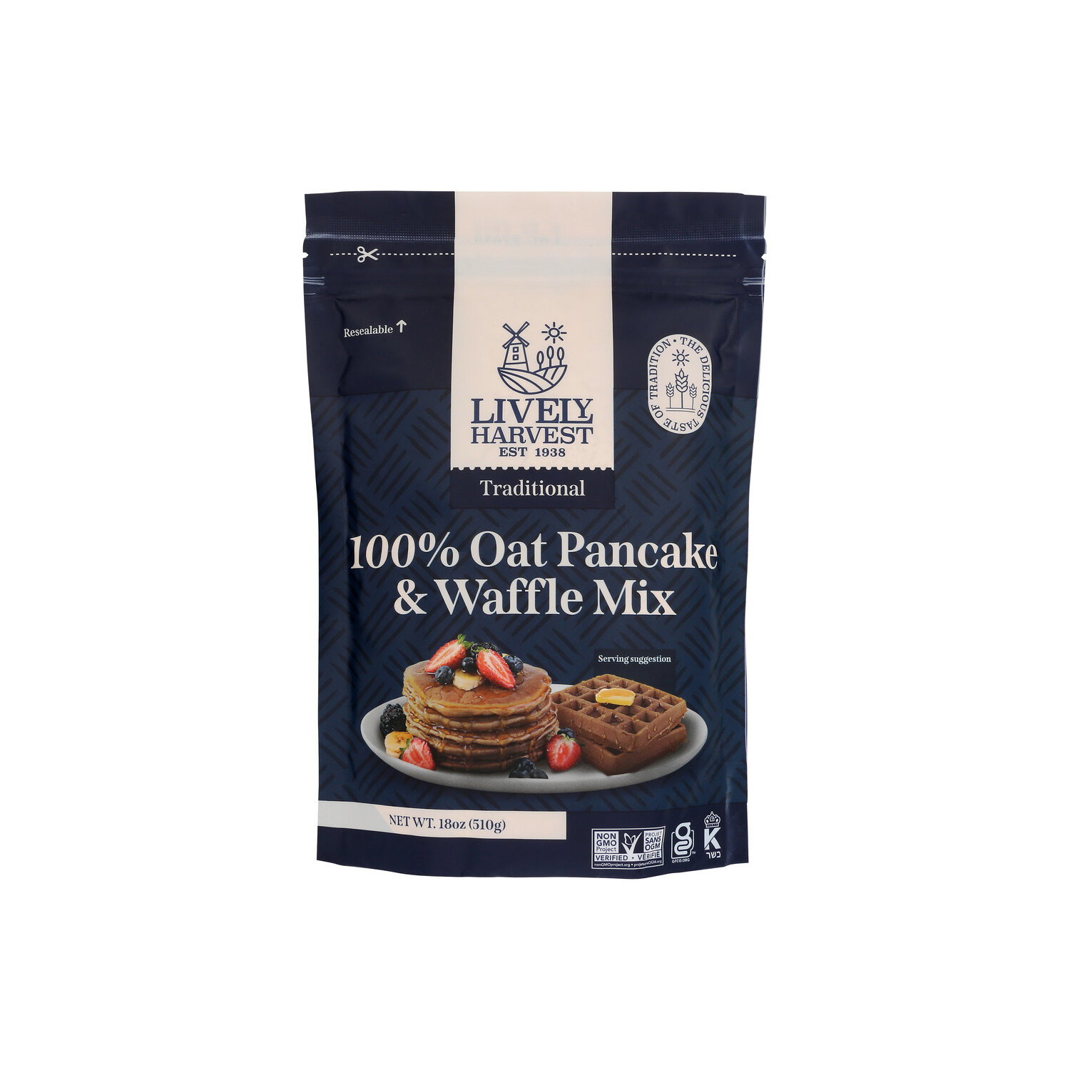 Lively Harvest Traditional Oat Pancake & Waffle Mix - 18 Ounce Image 1 of 2