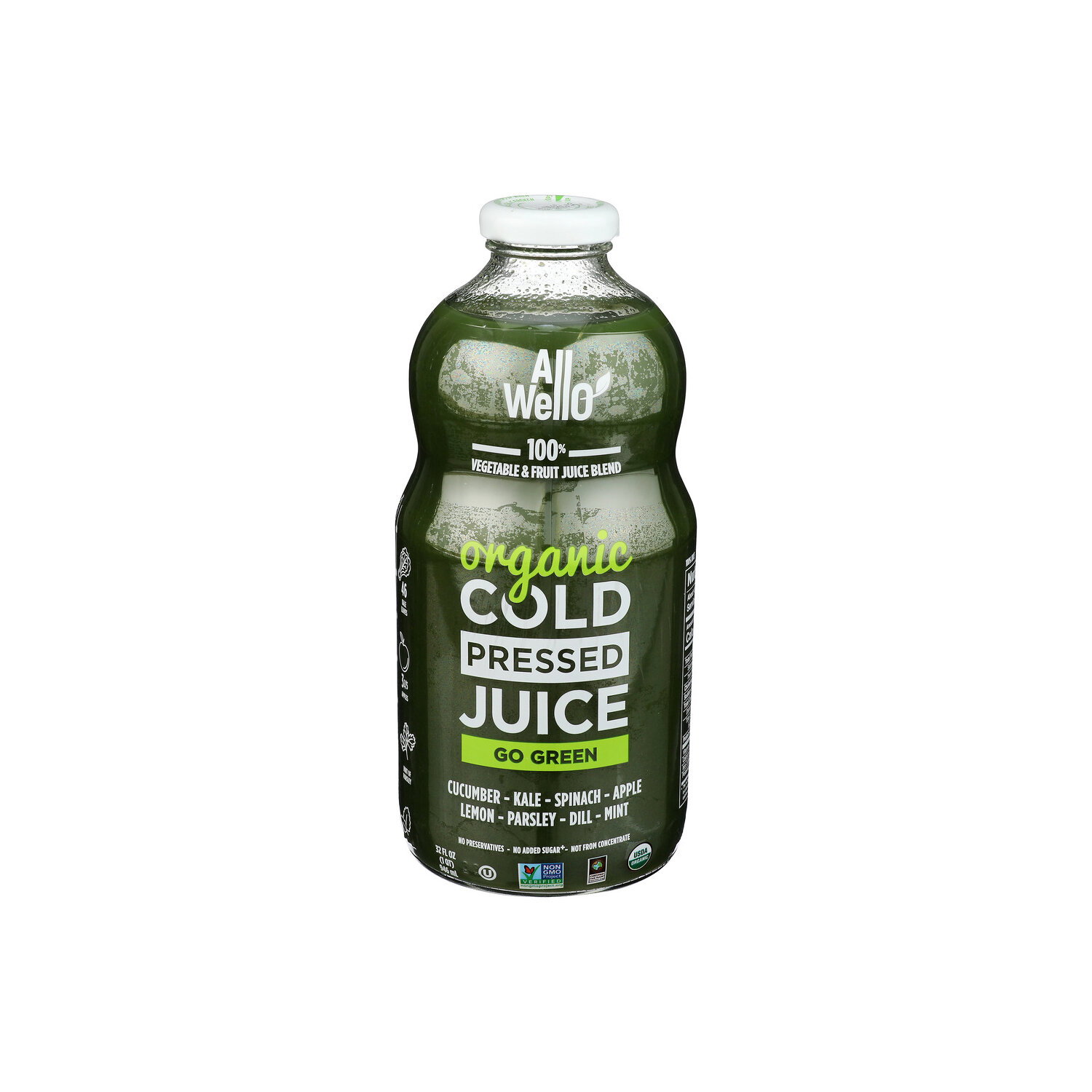 Allwello Organic Go Green Cold-Pressed Juice - 32 Fluid Ounce