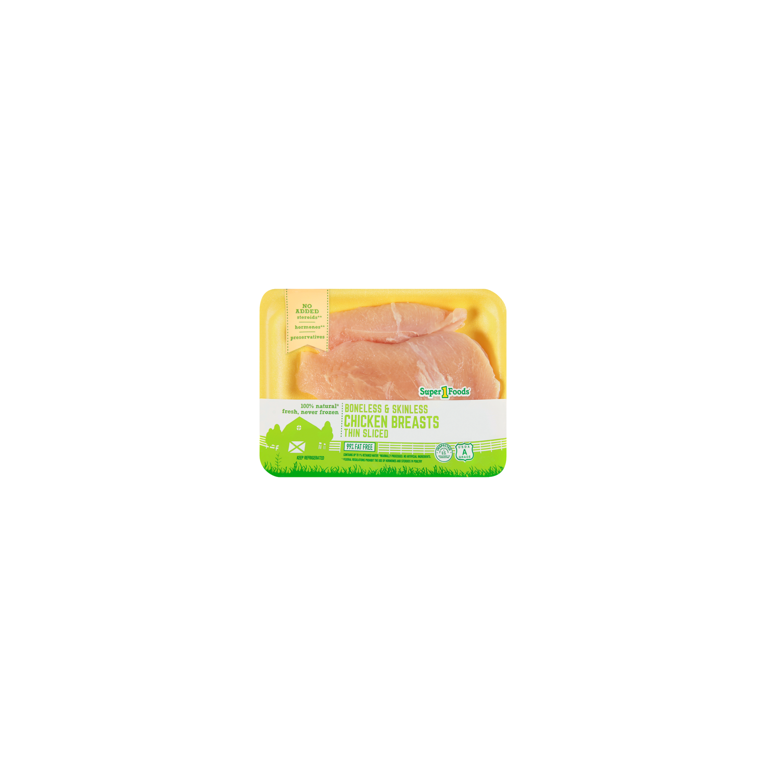 Super 1 Foods Boneless Skinless Thin Sliced Chicken Breasts - Avg 1.10 Lbs Image 1 of 4