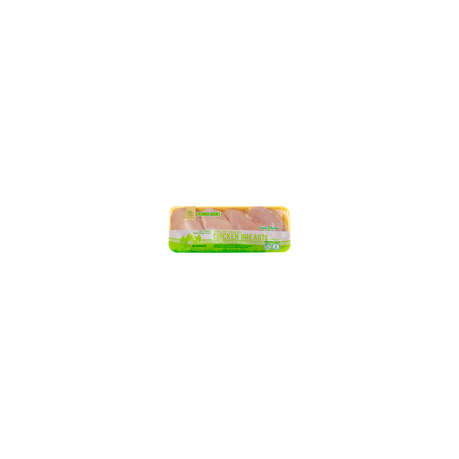 Super 1 Foods Value Pack Boneless Skinless Chicken Breasts - Avg 3.54 Lbs