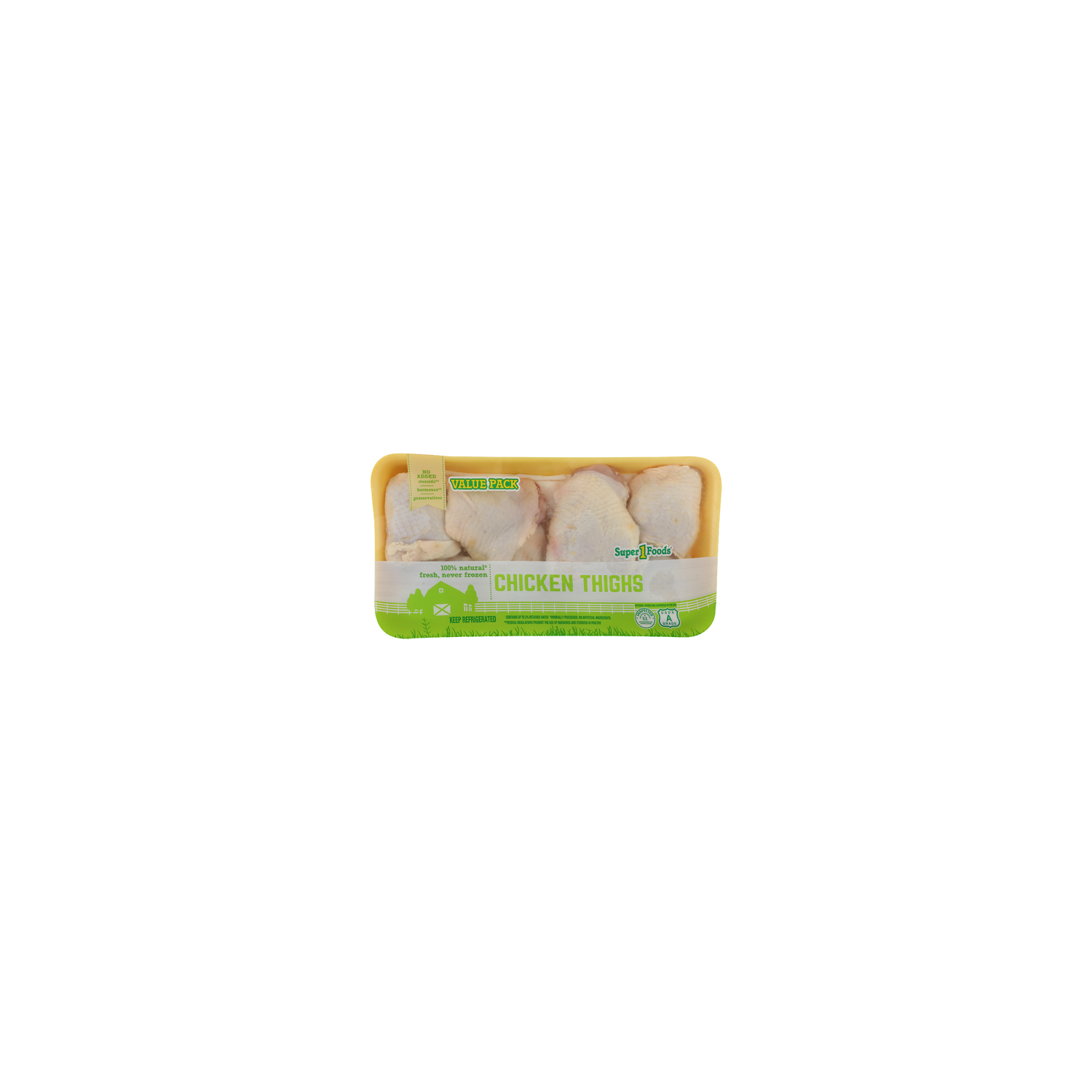 Super 1 Foods Value Pack Chicken Thighs - Avg 4.38 Lbs Image 1 of 4