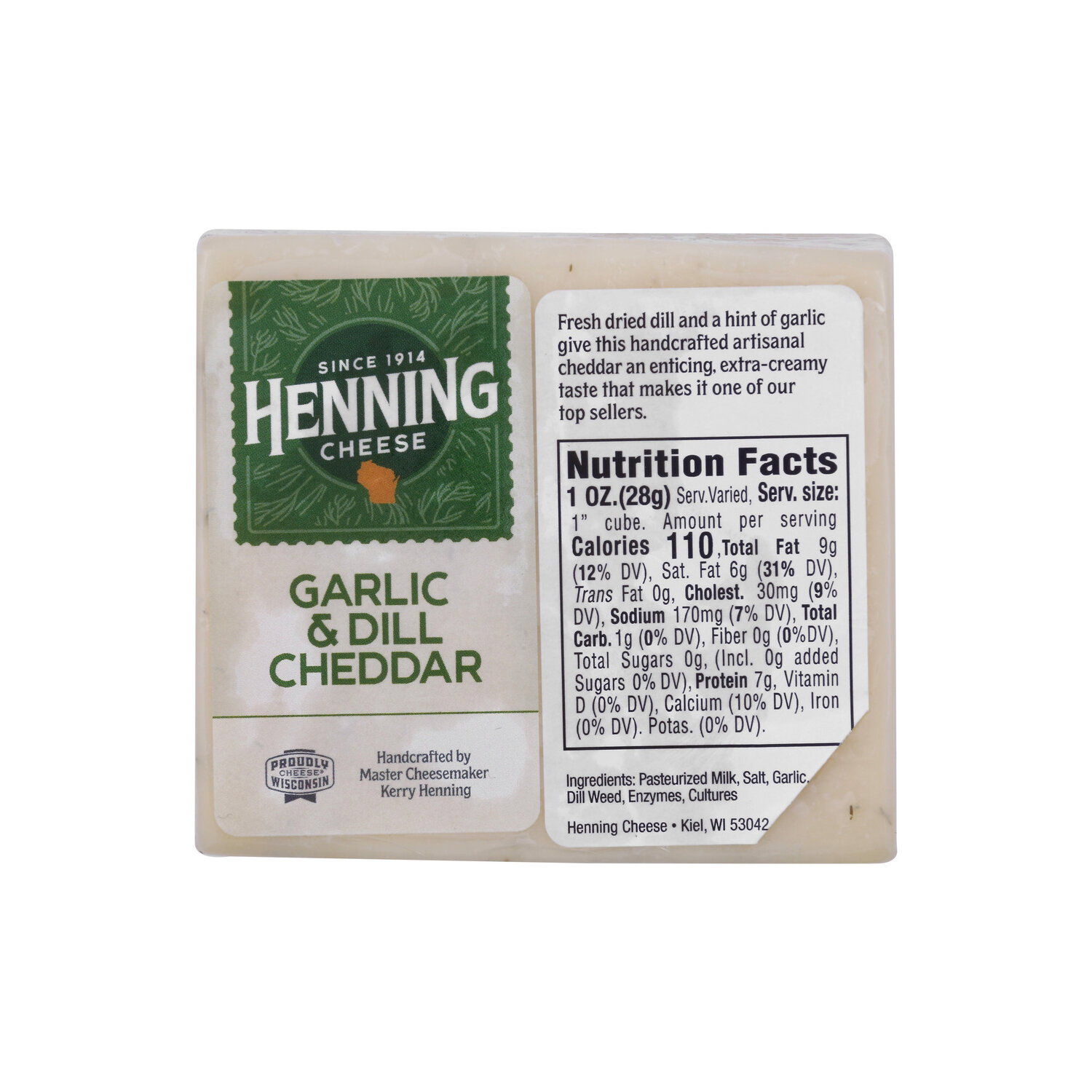 Henning's Garlic & Dill Cheddar Cheese - Avg 0.53 Lb Image 1 of 4