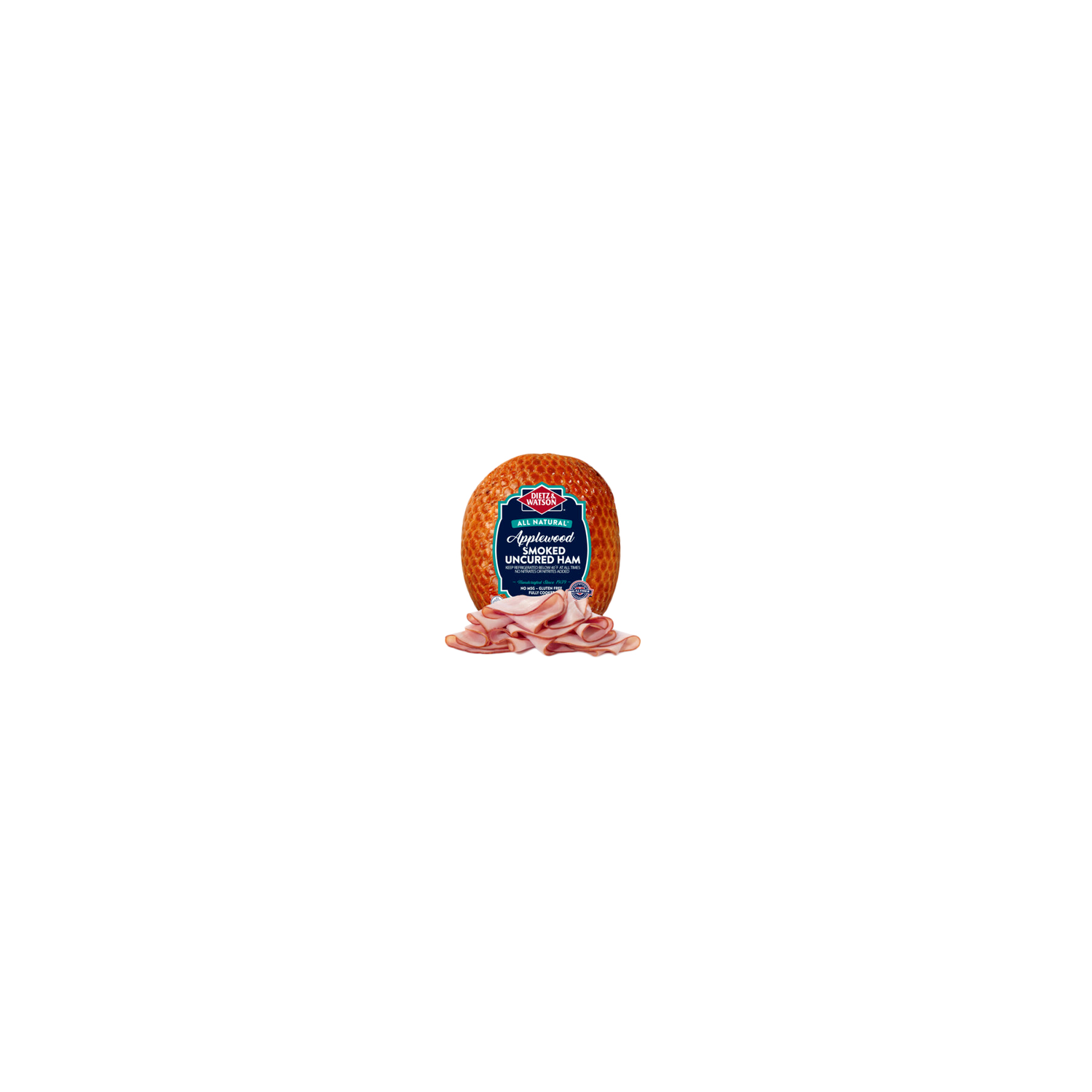 Dietz & Watson Applewood Smoked Uncured Ham - 1 Each