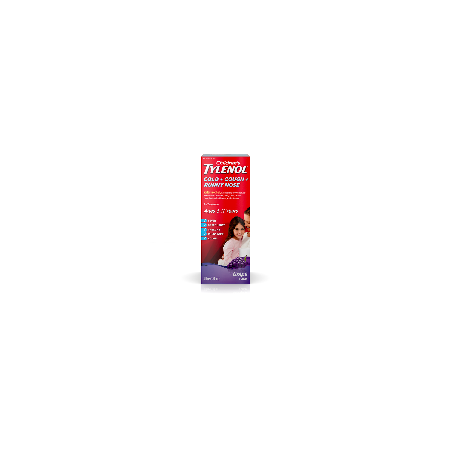 Tylenol Children's Cold + Cough + Runny Nose Oral Suspension, Grape - 4 Ounce Image 1 of 2