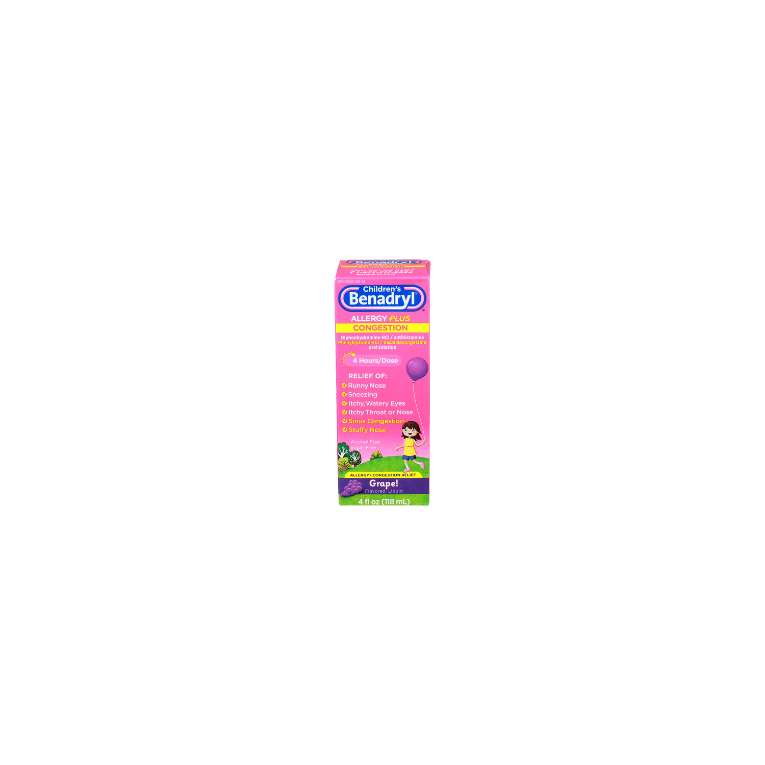 CHILDREN's Benadryl Grape! Flavored Liquid Allergy Plus Congestion - 4 Fluid Ounce Image 1 of 2