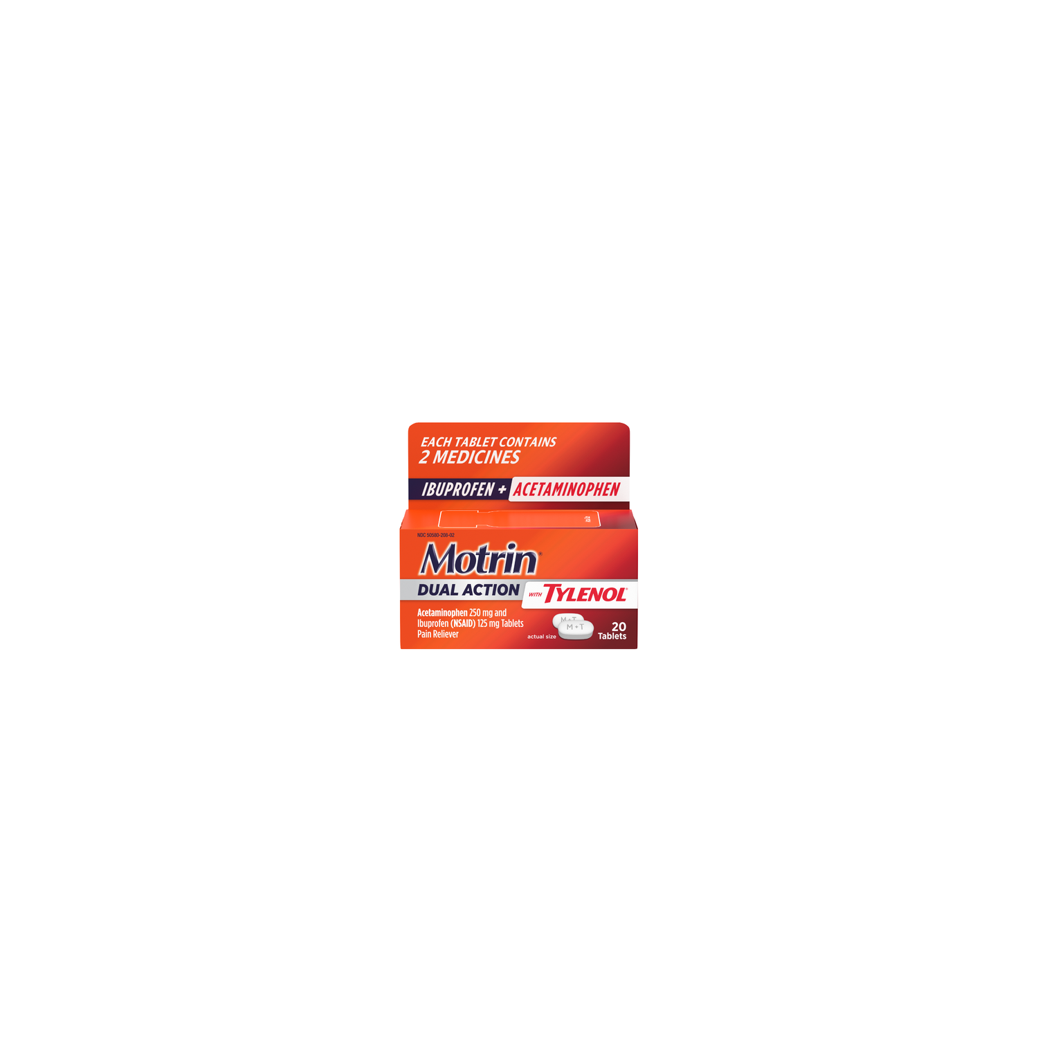 Motrin Dual Action With Tylenol, Ibuprofen & Acetaminophen - 20 Count Image 1 of 2