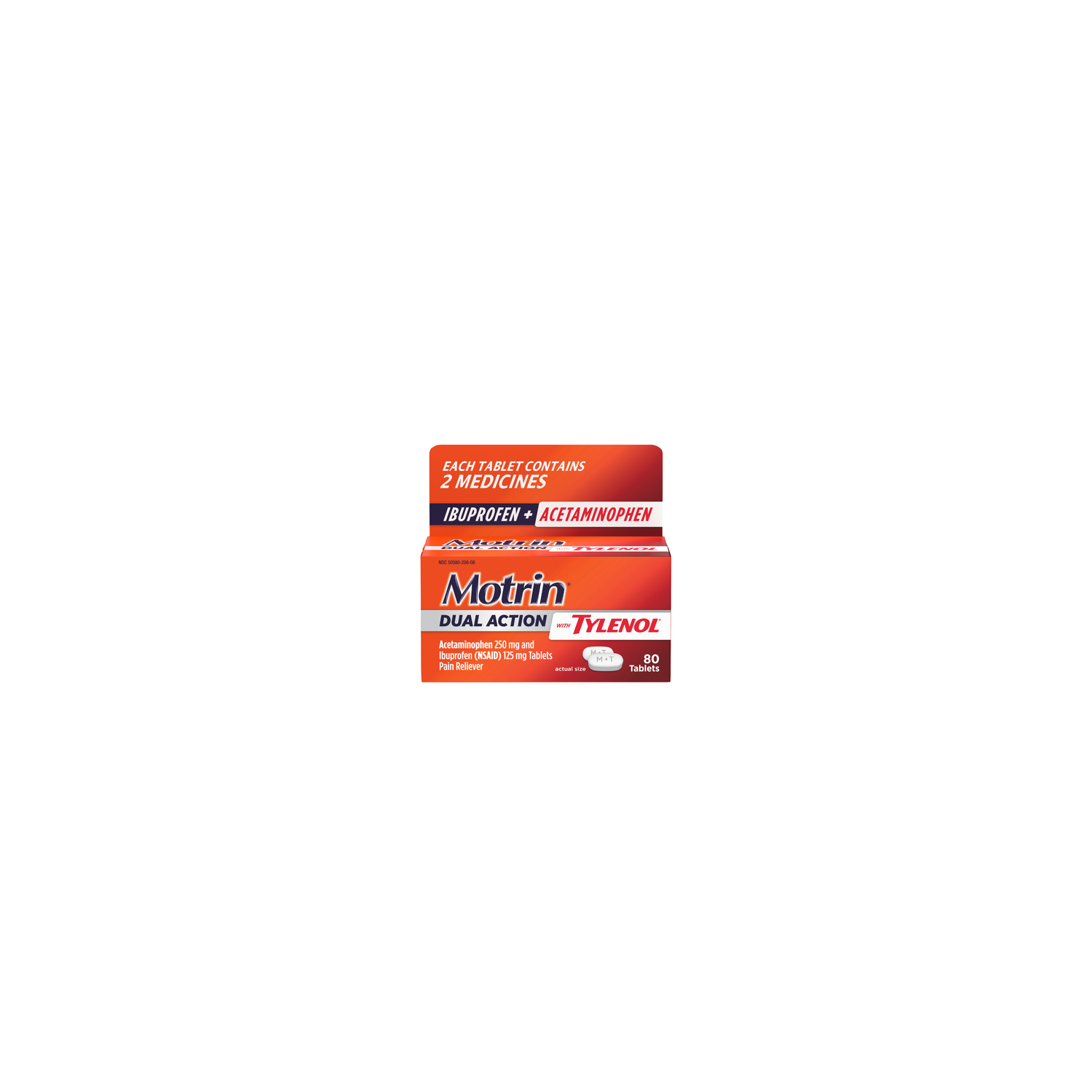 Motrin Dual Action With Tylenol, Ibuprofen & Acetaminophen - 80 Count Image 1 of 2
