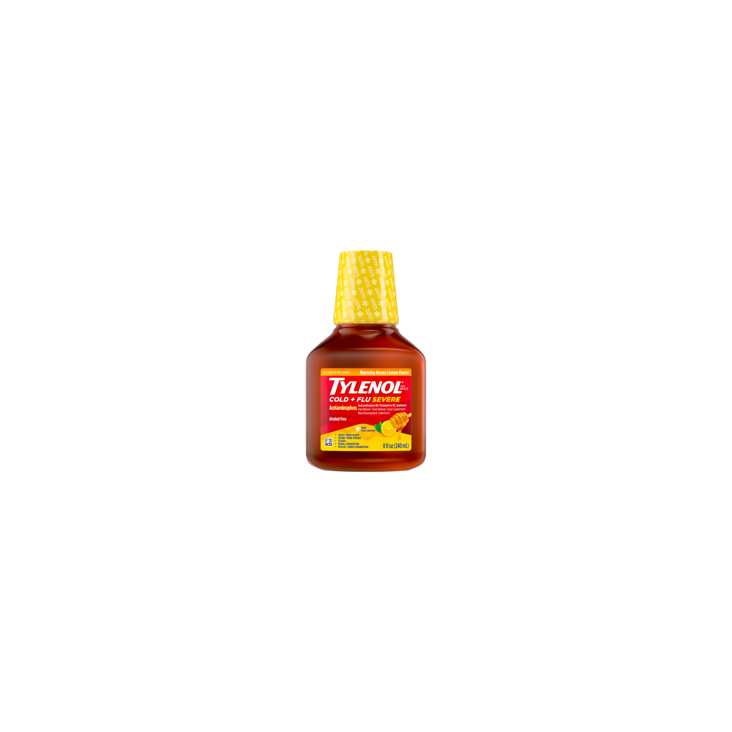 Tylenol Cold + Flu Severe Daytime Liquid, Warming Honey Lemon - 8 Ounce Image 1 of 2