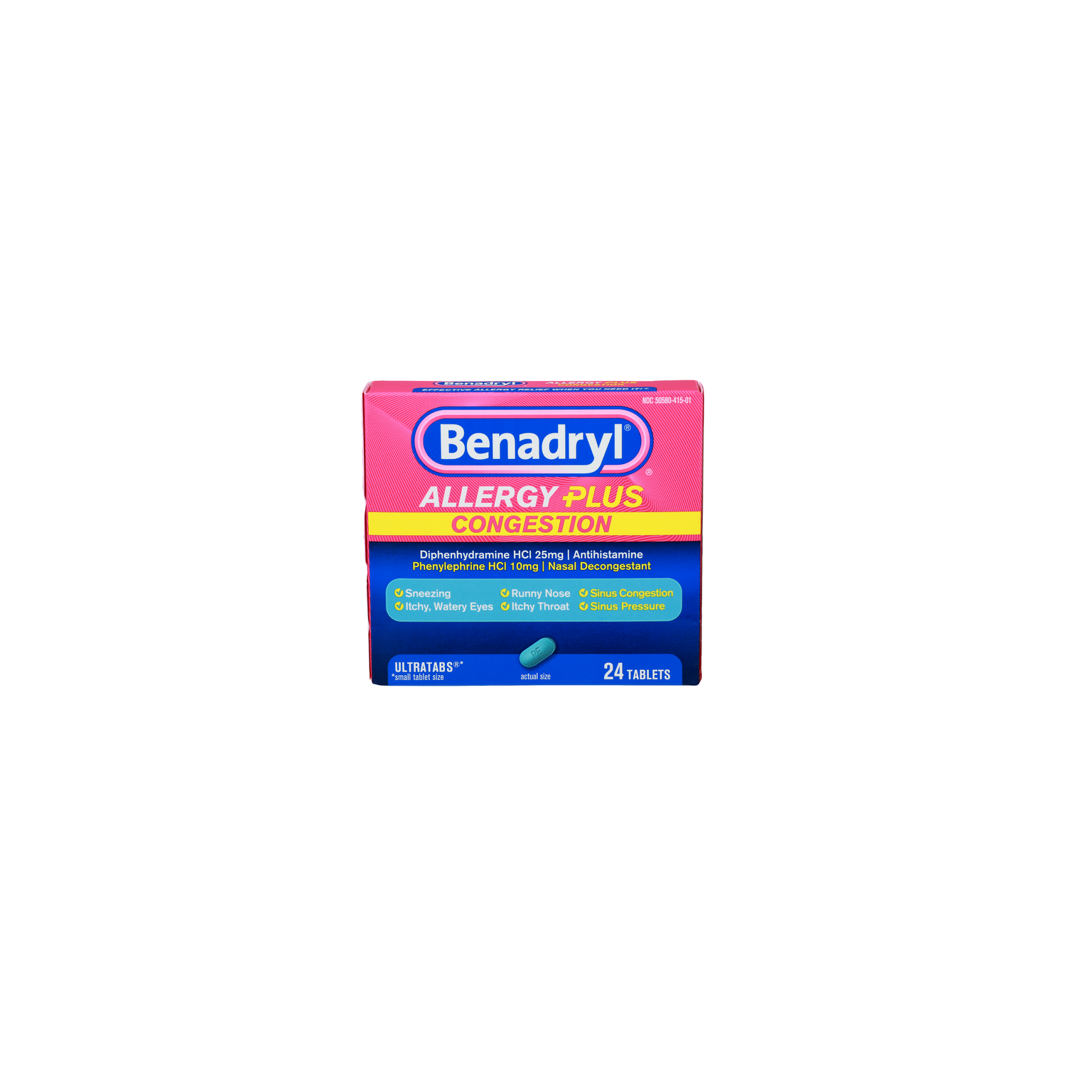 Benadryl Congestion Allergy Plus - 24 Count Image 1 of 3
