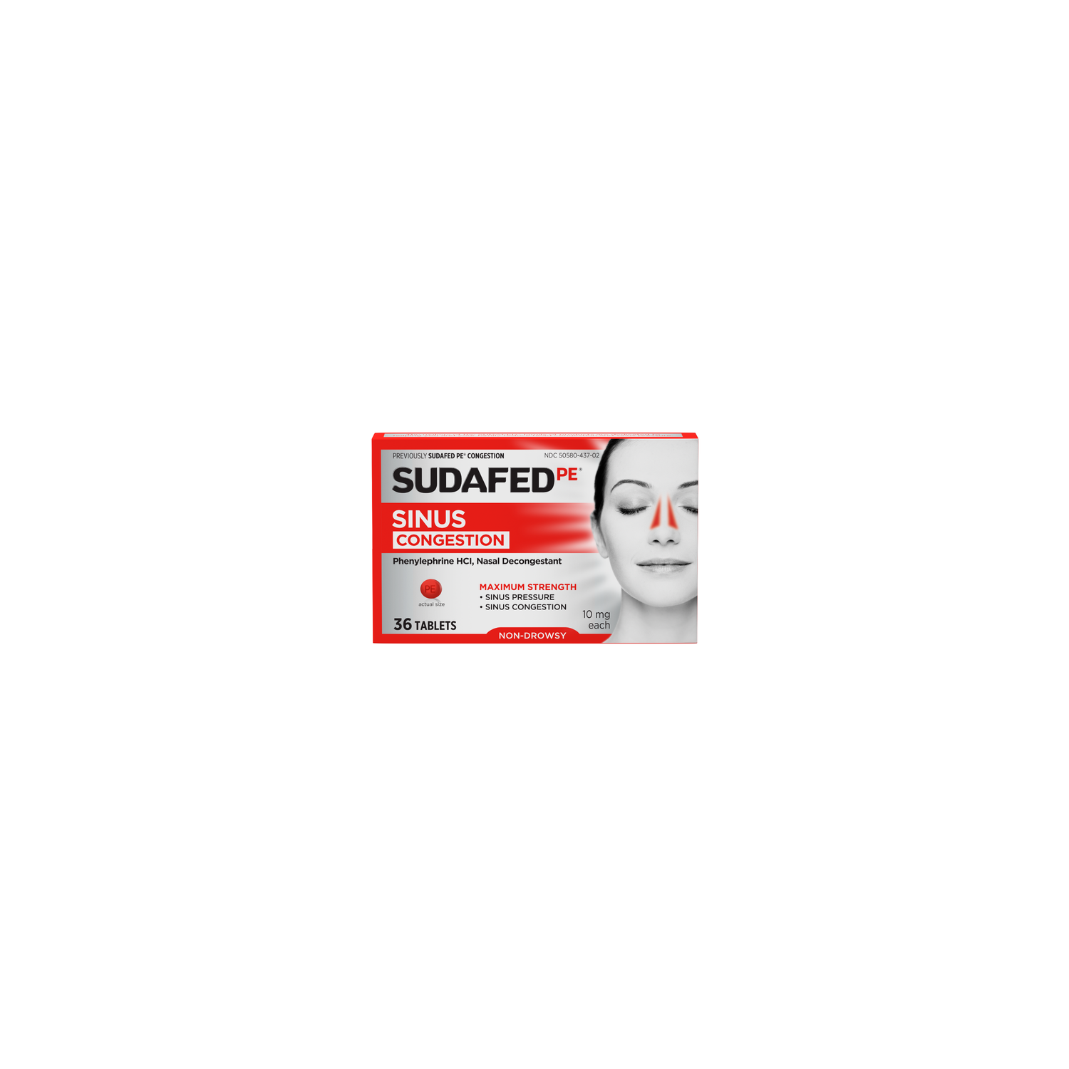 Sudafed Pe Max Strength Non-Drowsy Sinus Decongestant Tablets - 36 Ounce Image 1 of 2
