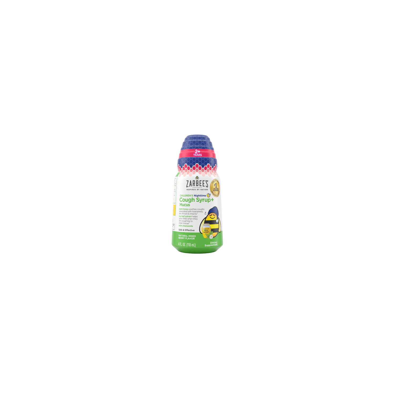 Zarbee's Children's Nighttime Cough Syrup + Mucus, Natural Mixed Berry Flavor - 4 Ounce Image 1 of 2