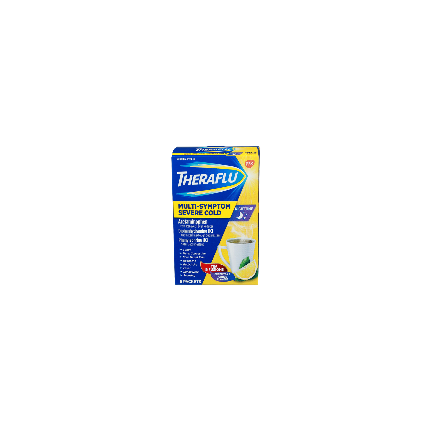 Theraflu Green Tea & Citrus Flavors Nighttime Multi-Symptom Severe Cold - 6 Count Image 1 of 2