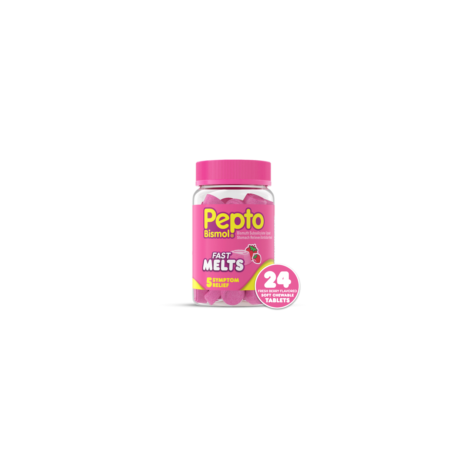 Pepto Bismol Fast Melts, Upset Stomach Relief - 24 Fluid Ounce Image 1 of 2