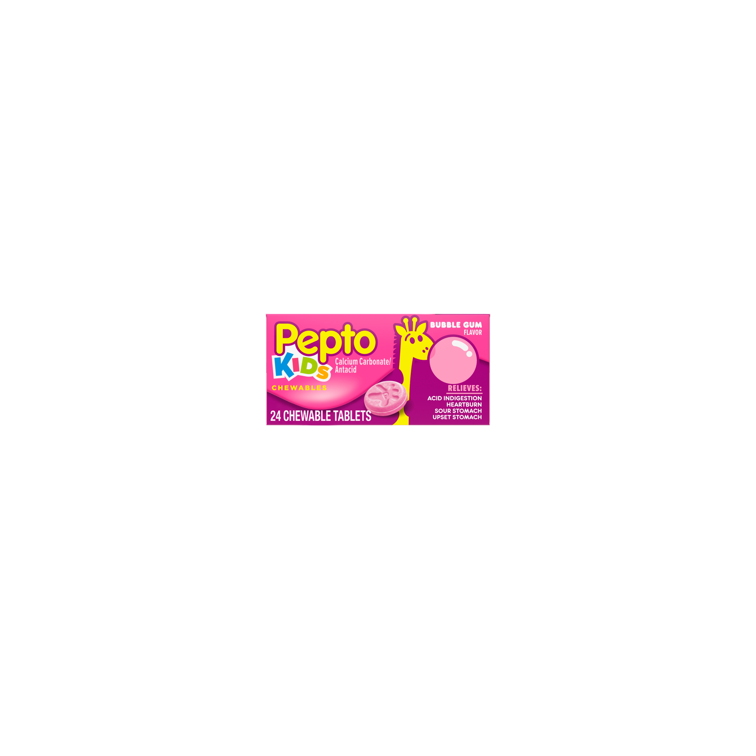 Pepto Kids Chewable Tablets For Occasional Upset Stomach Relief - 24 Count Image 1 of 2
