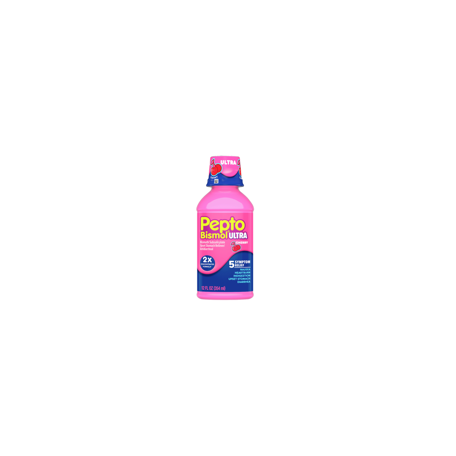 Pepto Bismol Ultra Cherry Bismuth Subsalicylate Liquid 5 Symptom Relief - 12 Ounce Image 1 of 2