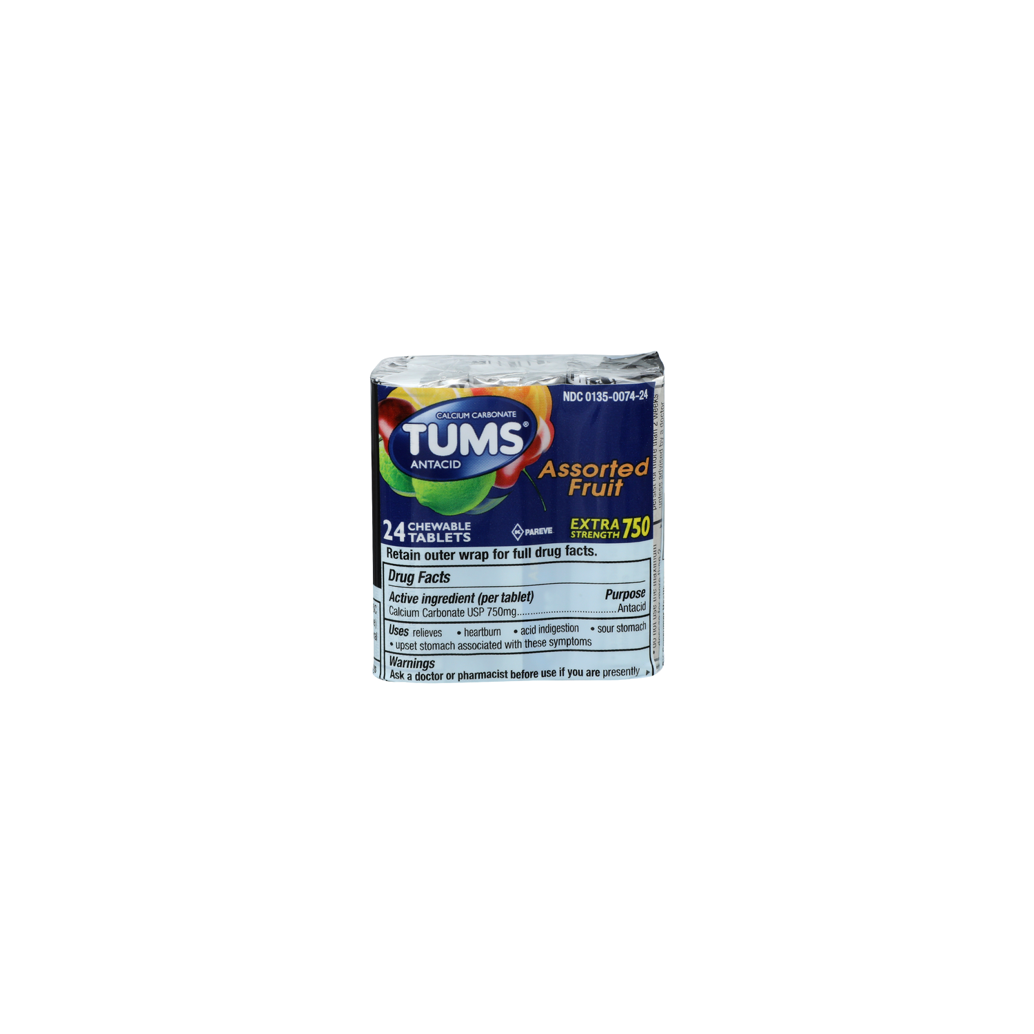 Tums Assorted Fruit Extra Strength 750 Antacid - 24 Count Image 1 of 2