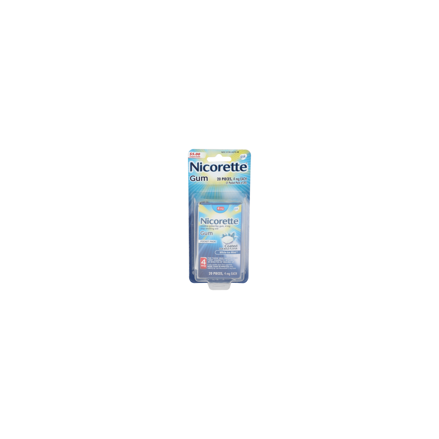Nicorette White Ice Mint Coated For Bold Flavor Gum - 20 Count Image 1 of 3