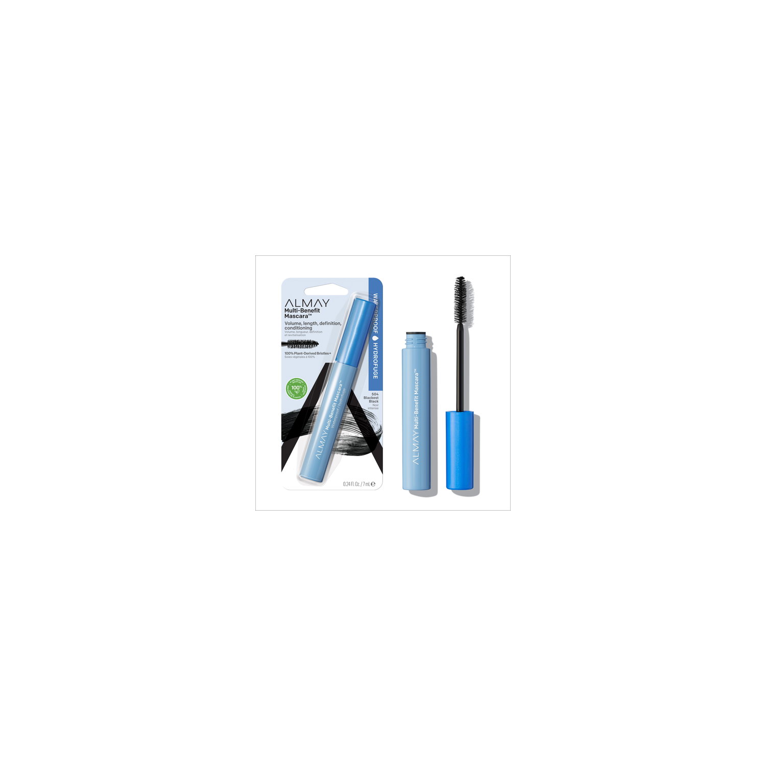 Almay Alm One Coat Multi Benefit Mascara Waterproof 504 Black - 0.24 Fluid Ounce