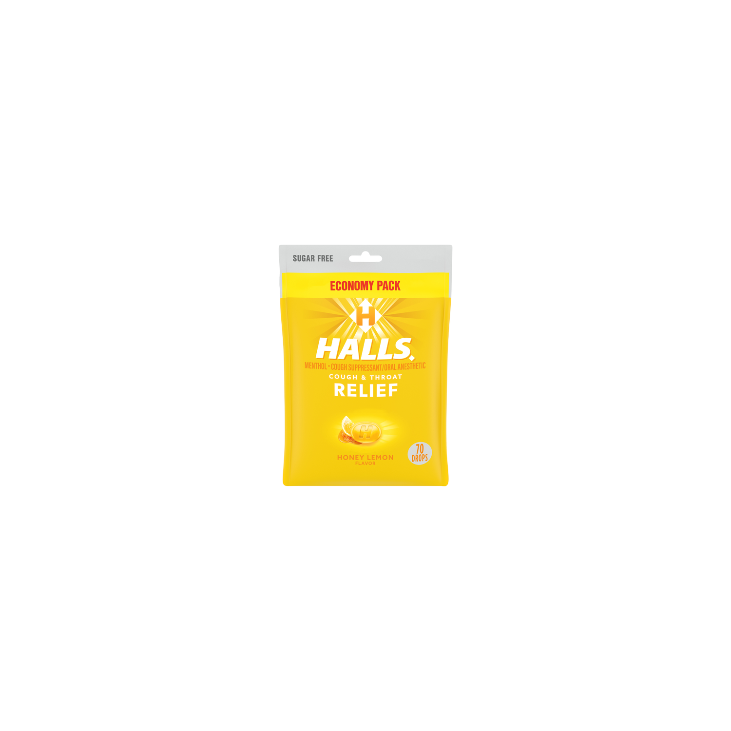 Halls Relief Honey Lemon Relief Sugar Free Cough Drops, Economy Pack, 70 Drops - 7.66 Ounce Image 1 of 2