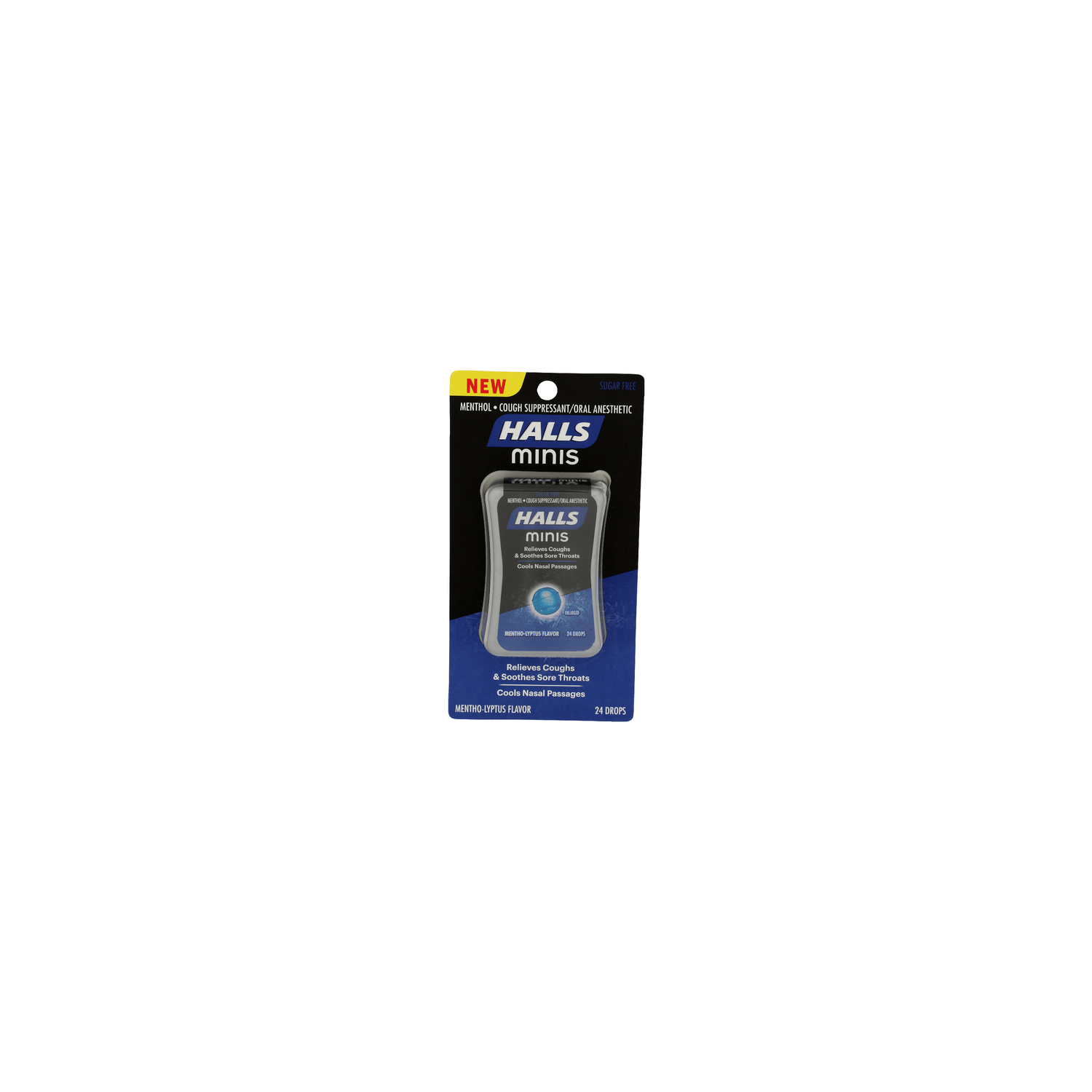 Halls Minis Sugar Free Mentho-Lyptus Flavor Cough & Throat Relief Drops - 24 Count Image 1 of 2
