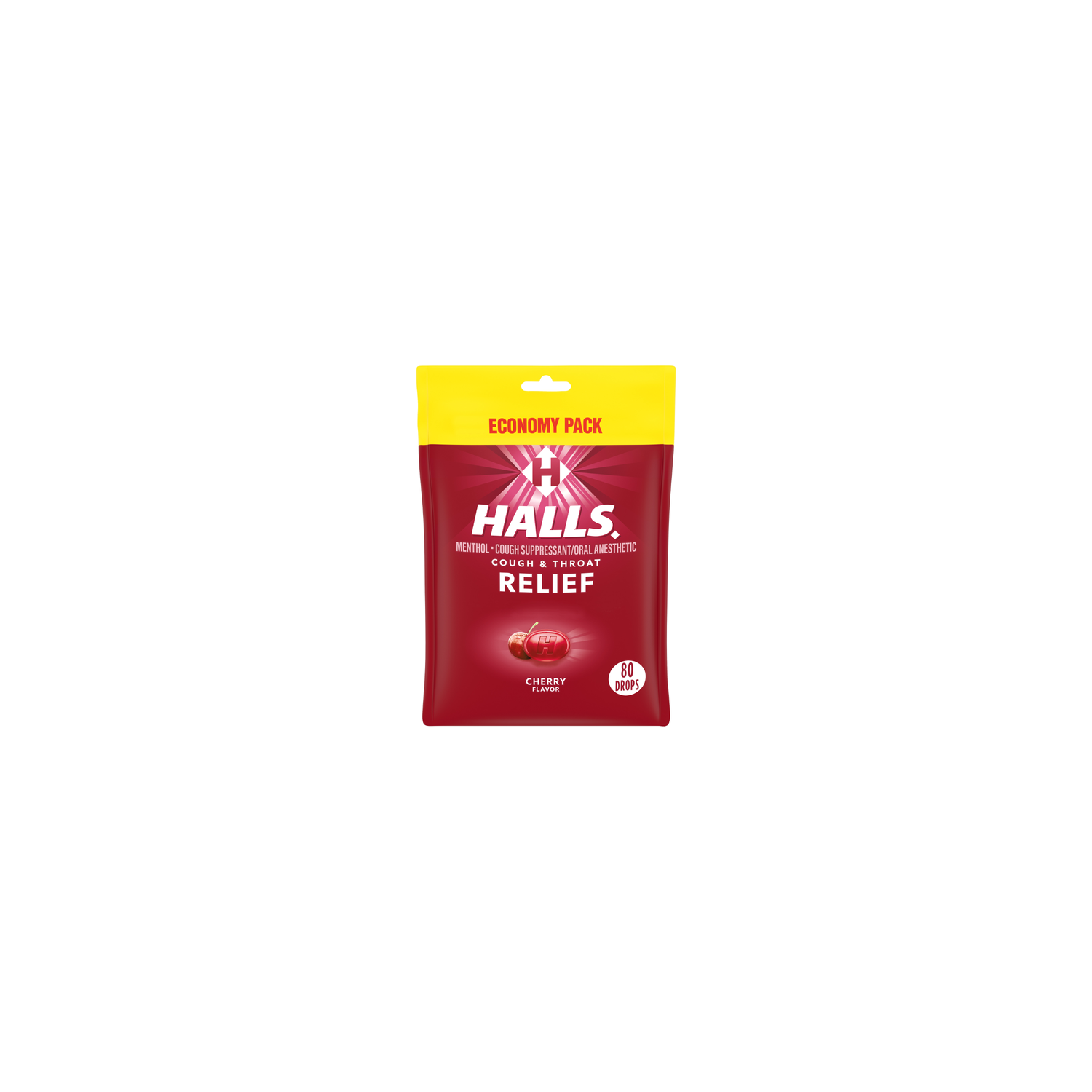 Halls Relief Cherry Flavor Economy Pack Menthol Cough Suppressantoral Anesthetic - 80 Count Image 1 of 3
