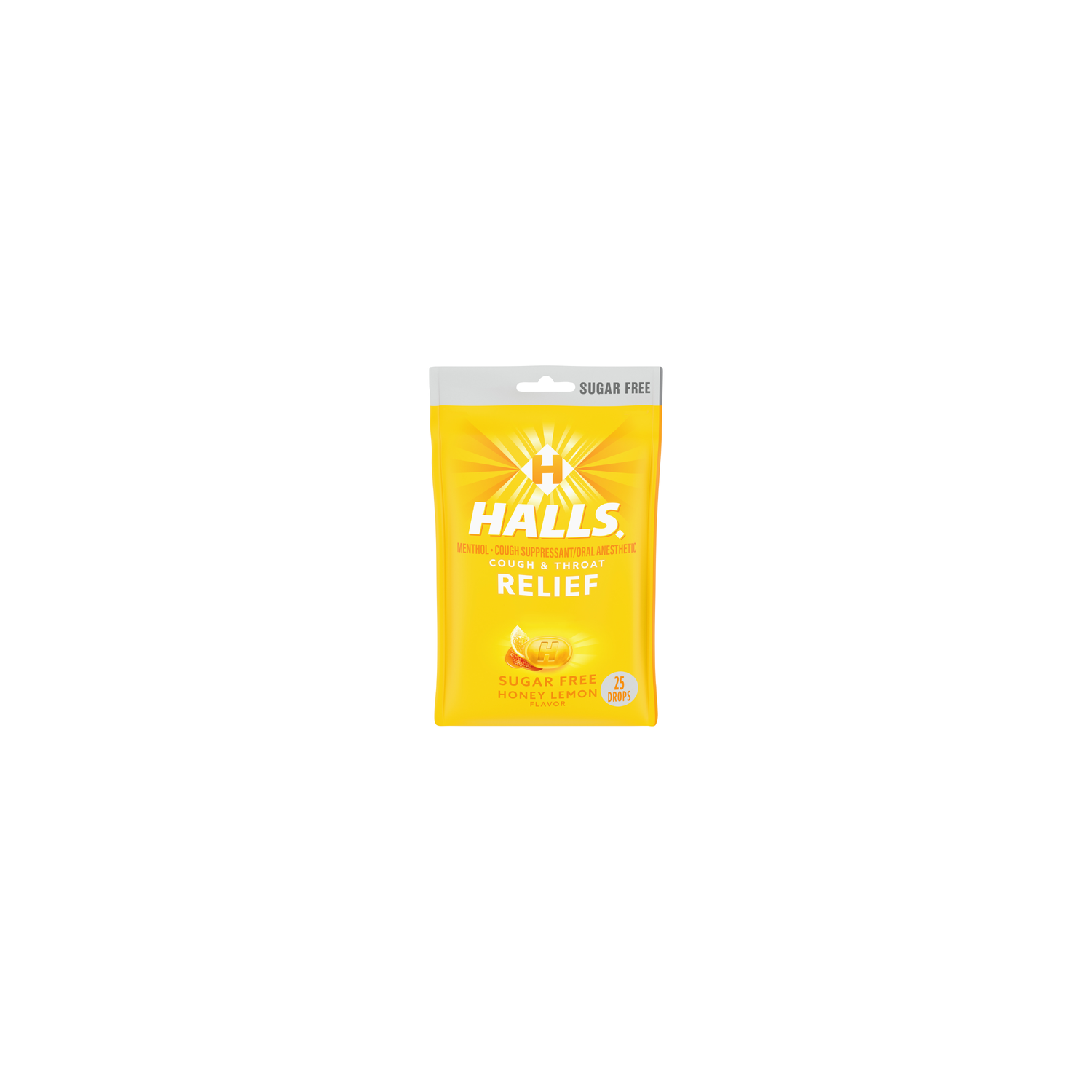 Halls Relief Honey Lemon Flavor Sugar Free Menthol Cough Suppressantoral Anesthetic - 25 Count Image 1 of 3