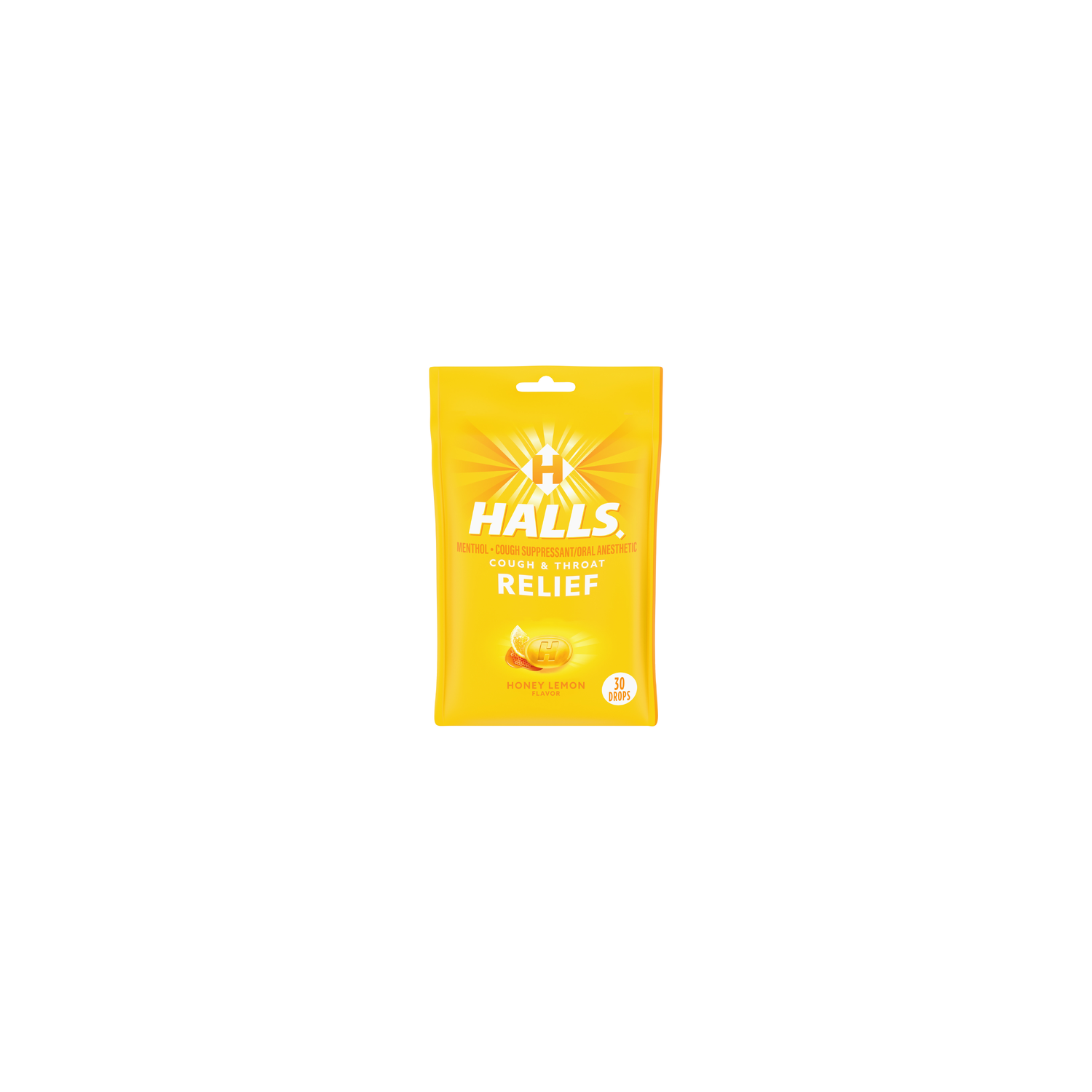 Halls Relief Honey Lemon Flavor Menthol Cough Suppressantoral Anesthetic - 30 Count Image 1 of 3