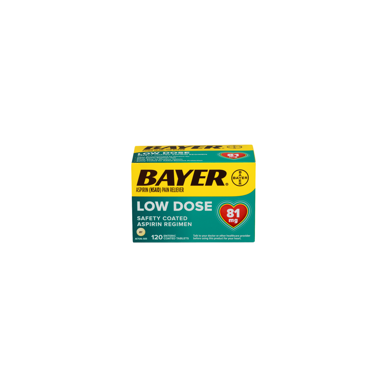 Bayer Low Dose Aspirin Nsaid Pain Reliever - 120 Count Image 1 of 4