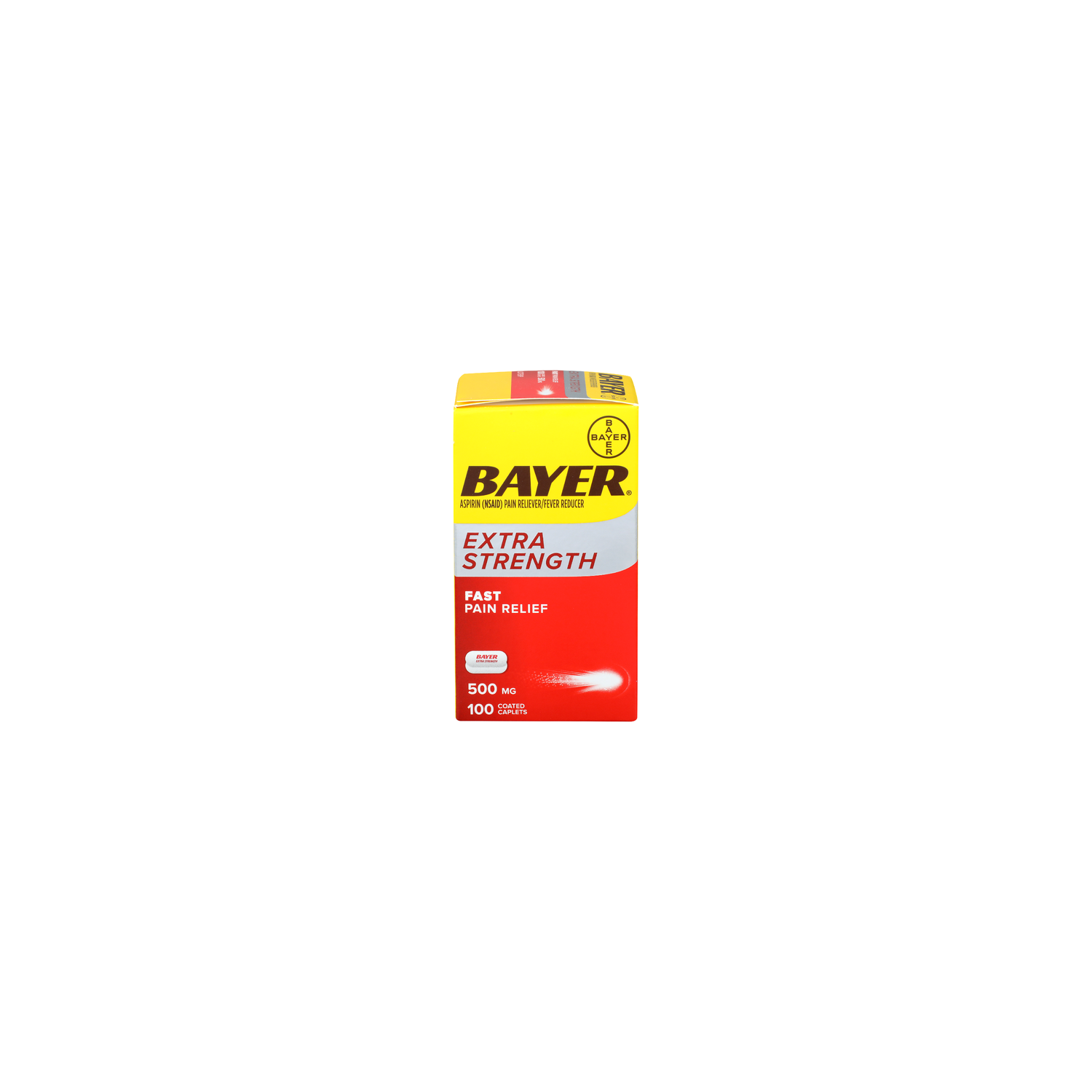 Bayer Extra Strength Aspirin Pain Reliever Fever Reducer 500 mg Coated Tablets - 100 Count Image 1 of 4